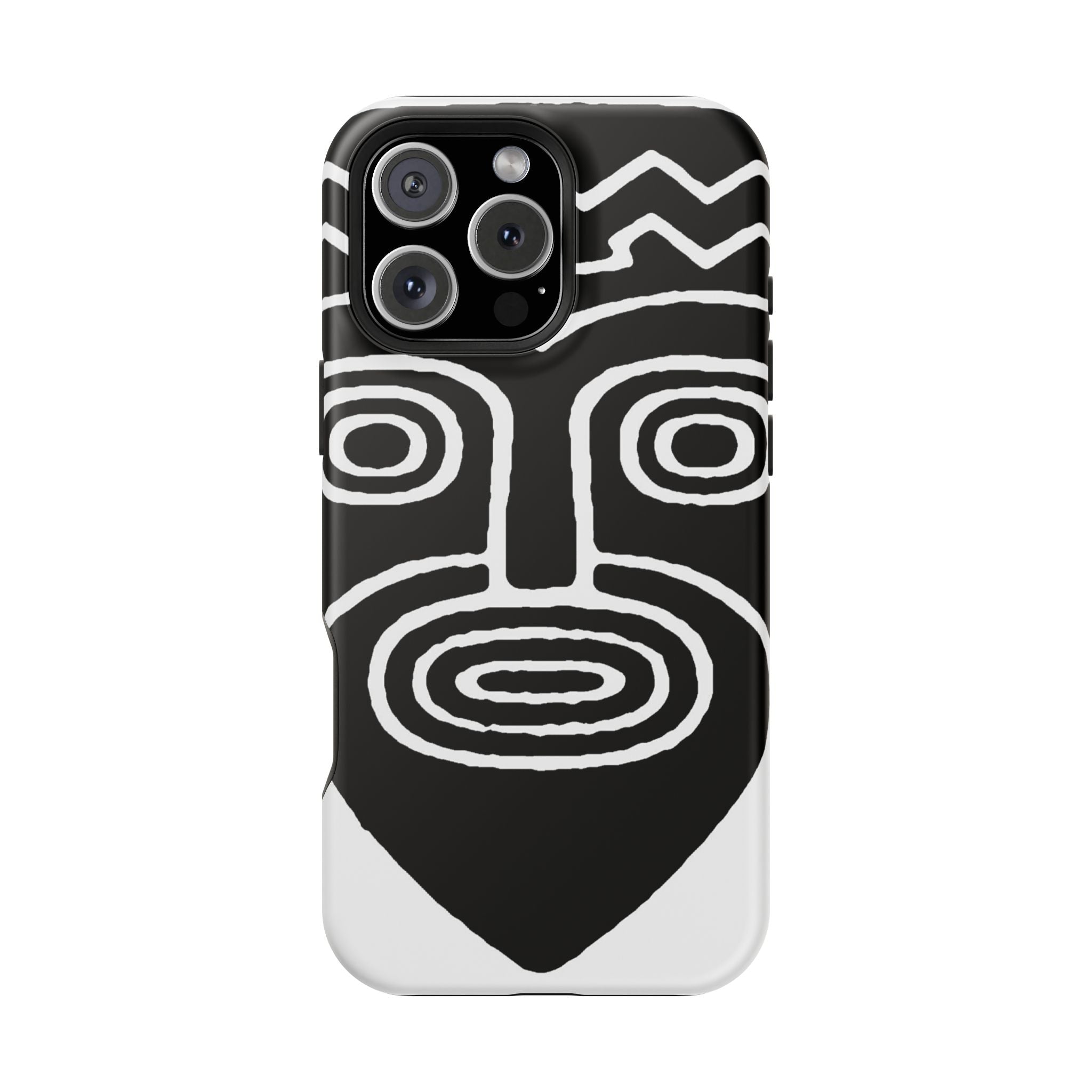 Phone Case — Black & White Tribal Mask Impact-Resistant Case