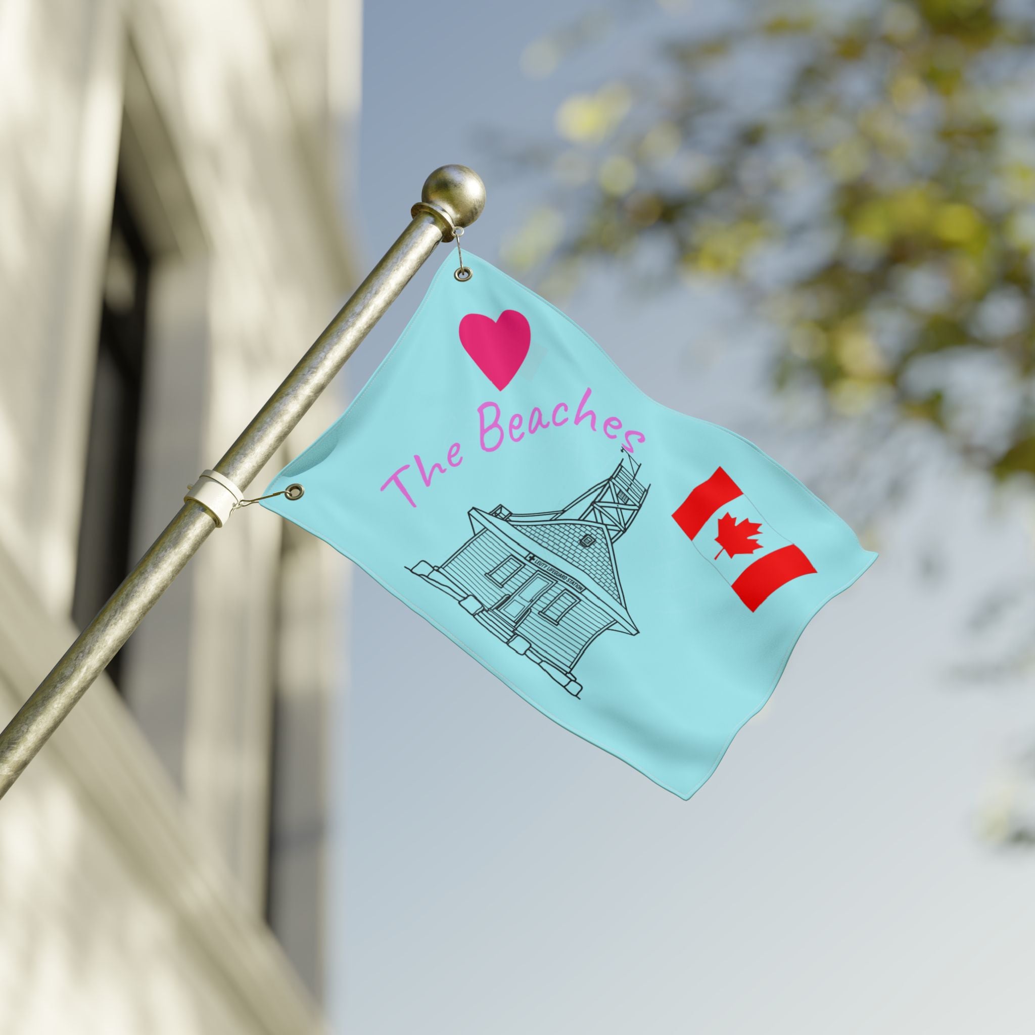 Outdoor Flag - The Beaches Leuty Stn with Canada flag