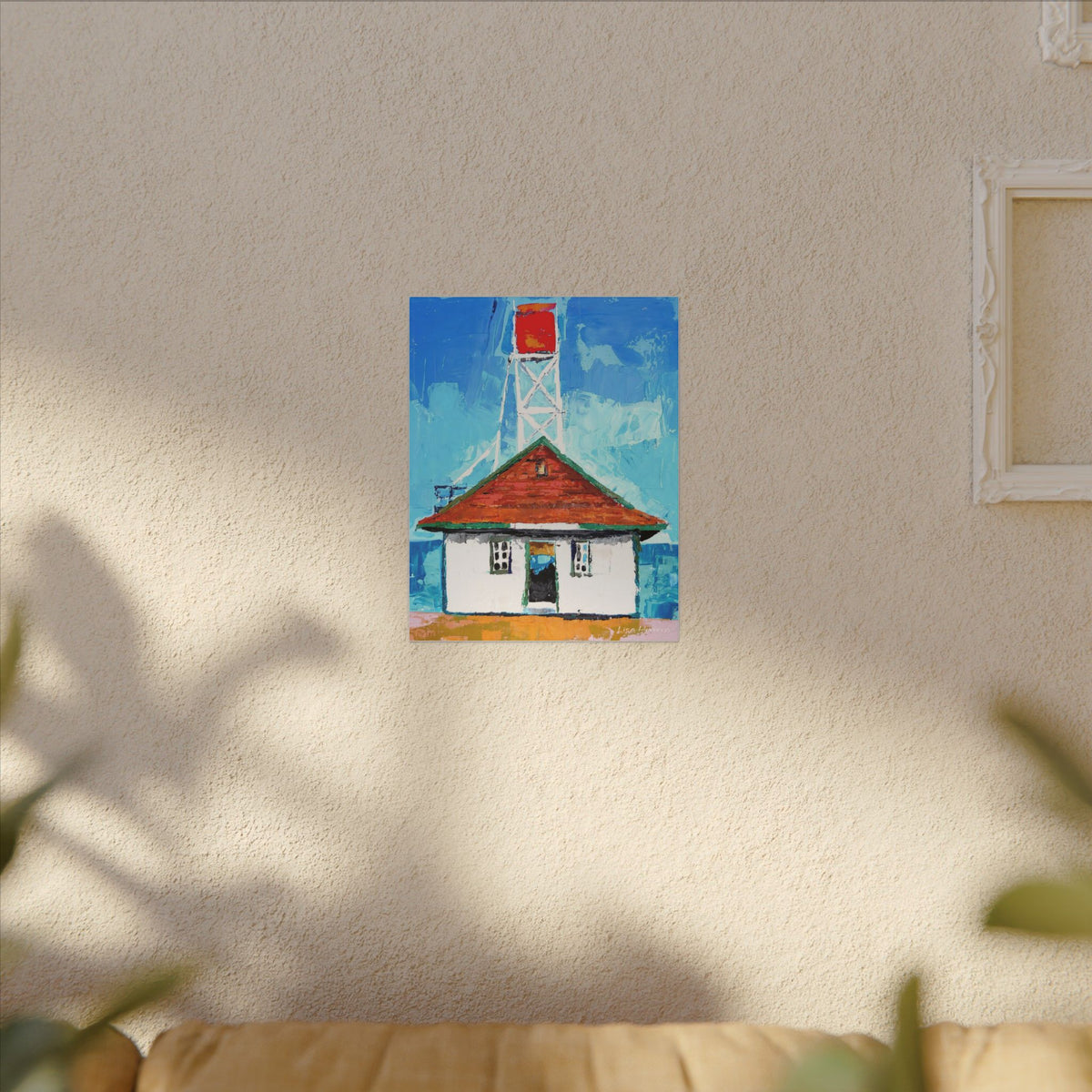 Coastal Lighthouse Cottage Matte Canvas Art Print — Stretched Seascape Wall Decor