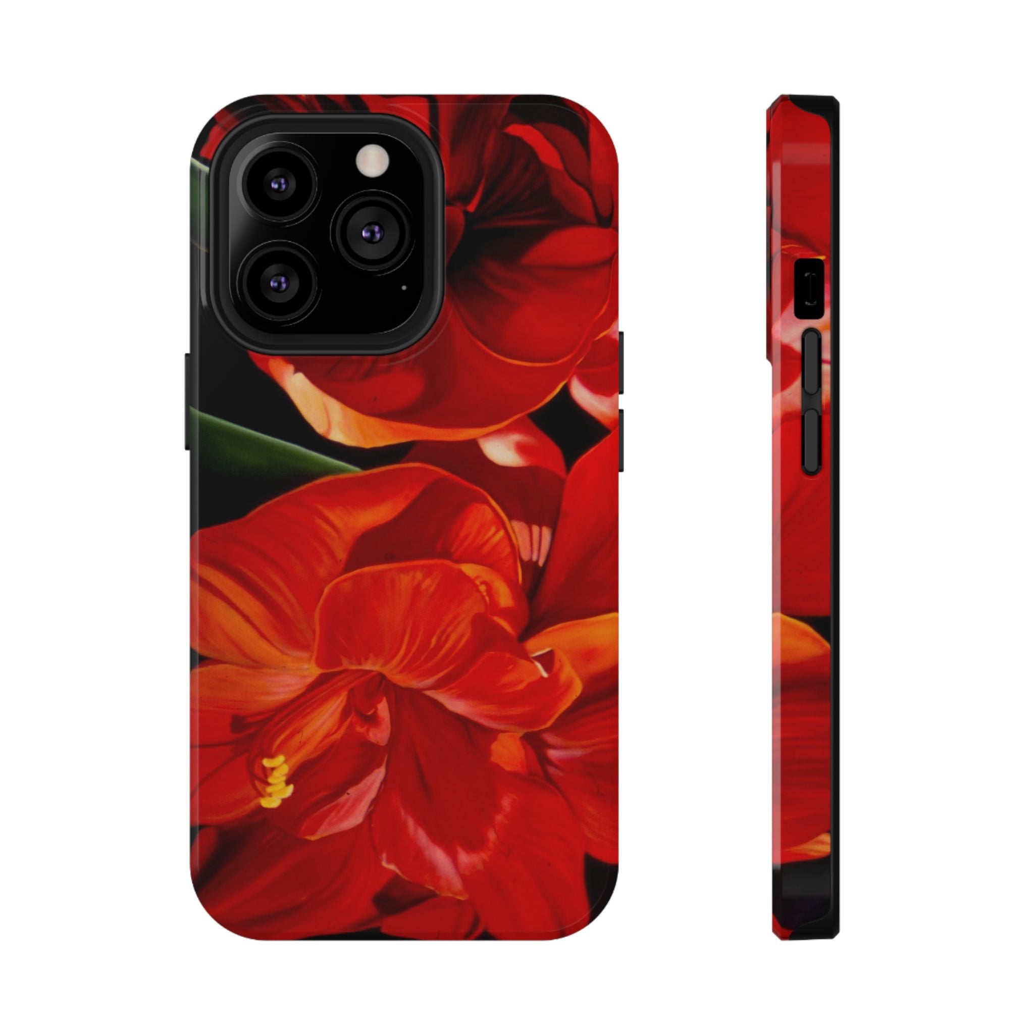 Phone case Lisa Herrera art print Red Amaryllis Floral Impact-Resistant Phone Case