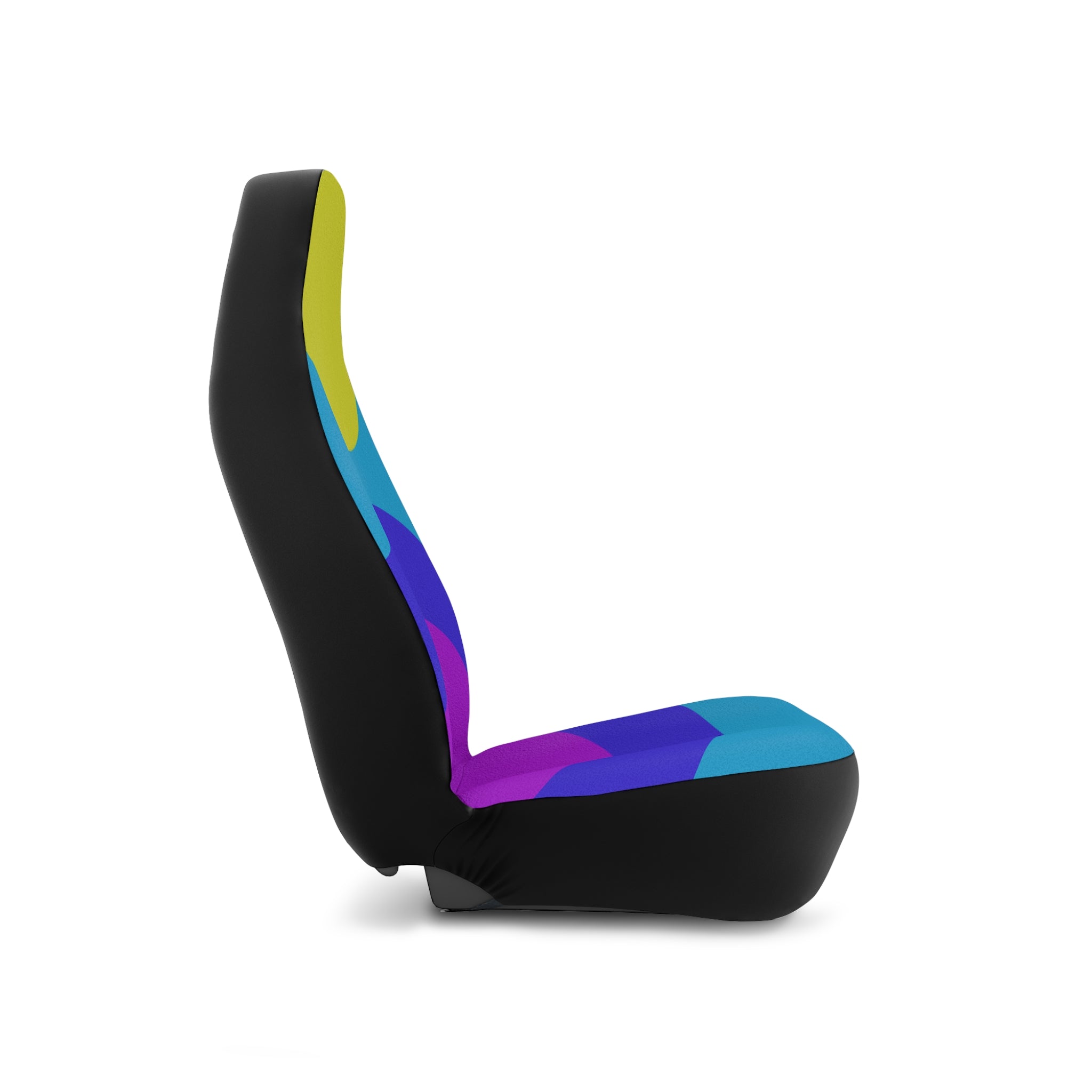 Car Seat Covers — Colorful Retro Circle Vibrant Blue, Purple & Lime Design