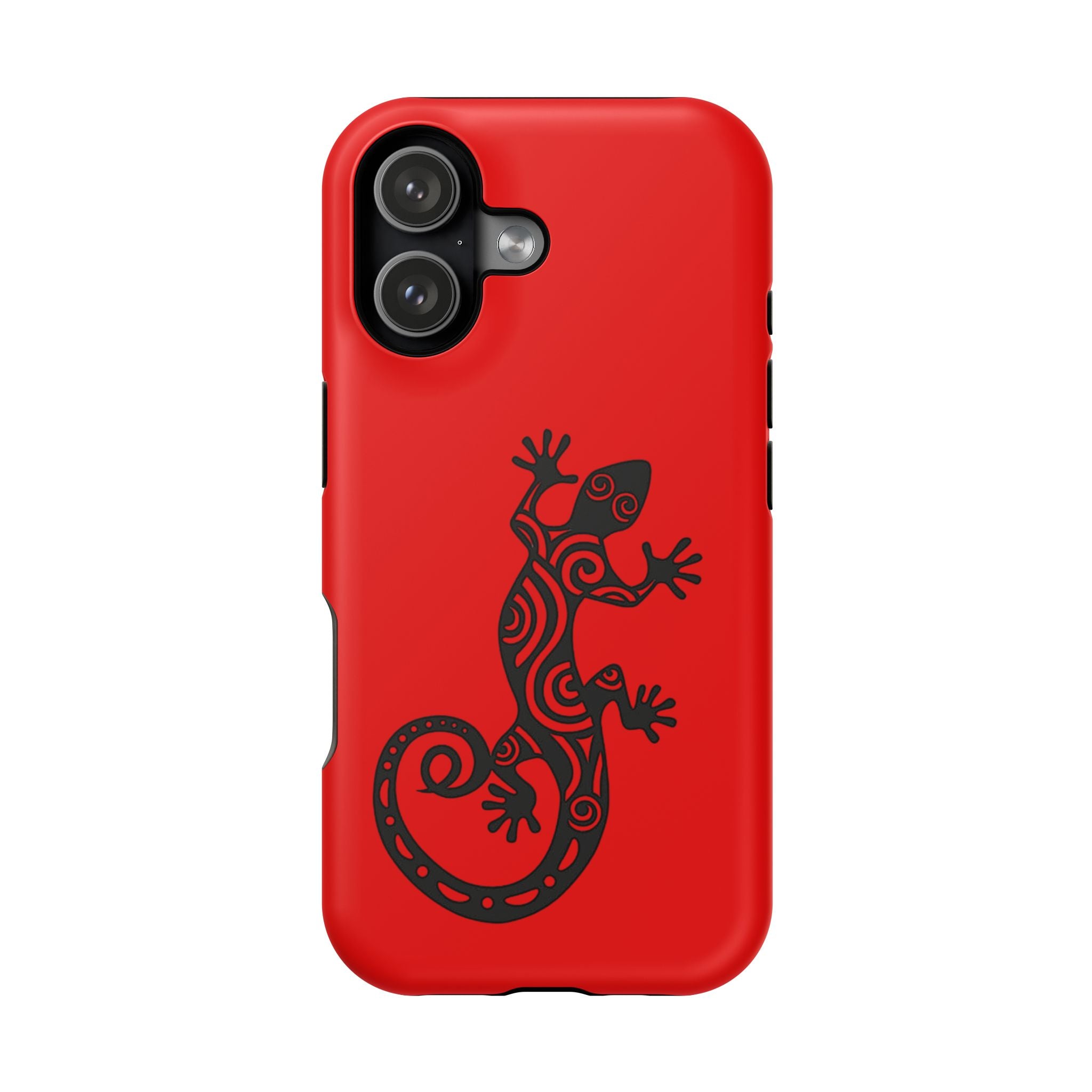 Phone Case Red Impact with Tribal Gecko Design — Shockproof Protective Cover