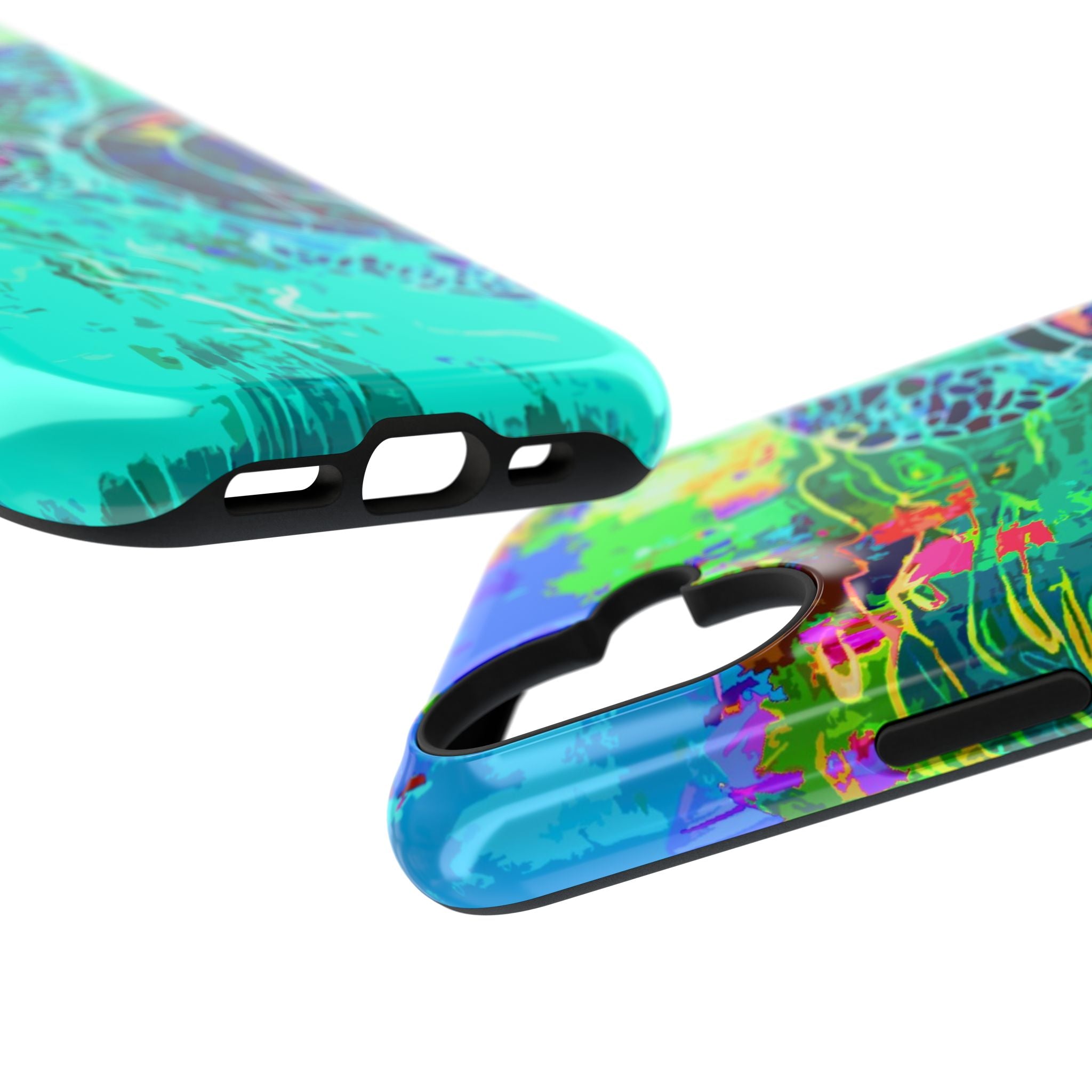 Phone Case Lisa Herrera art print Sea Turtle — Vibrant Teal Impact-Resistant Cover