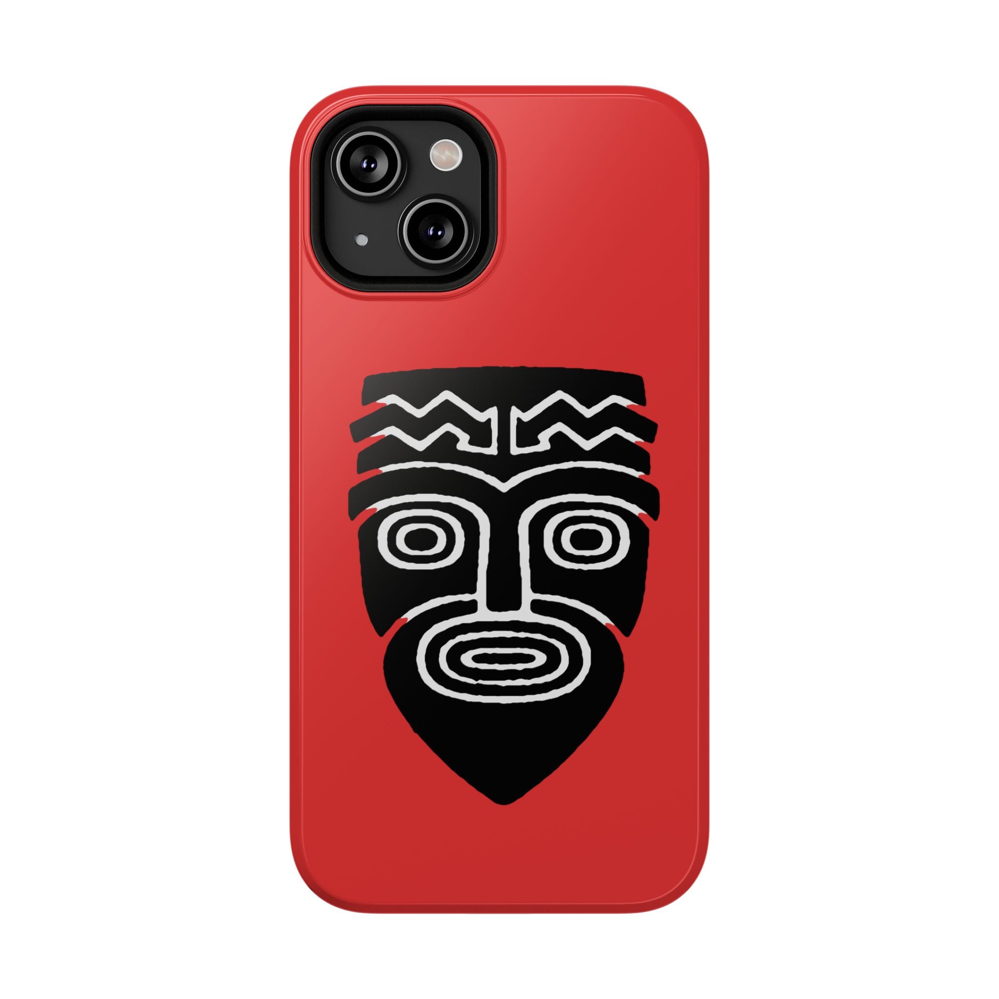 Phone Case Tiki Mask Impact-Resistant Phone Case — Bold Red Protective Cover