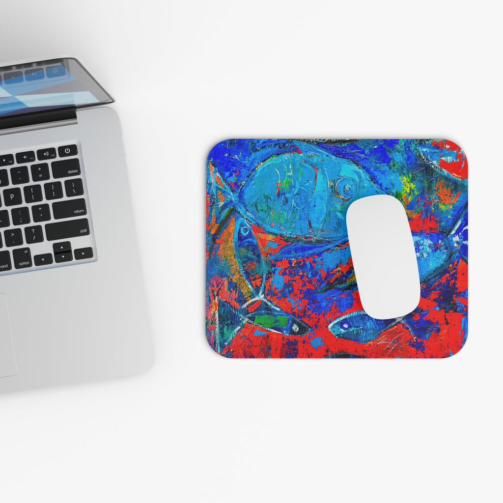 Mouse Pad Abstract Fish Rectangle Mouse Pad — Colorful Ocean Art Desk Mat
