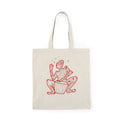 Tote Bag Canvas with Red Line Art Native Drummer — Eco-Friendly Music Lover Tote
