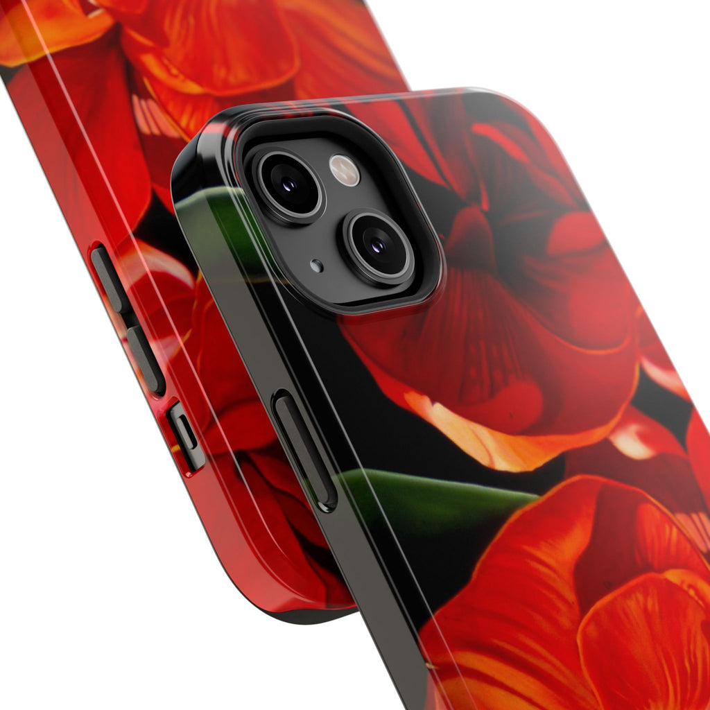 Phone case Lisa Herrera art print Red Amaryllis Floral Impact-Resistant Phone Case