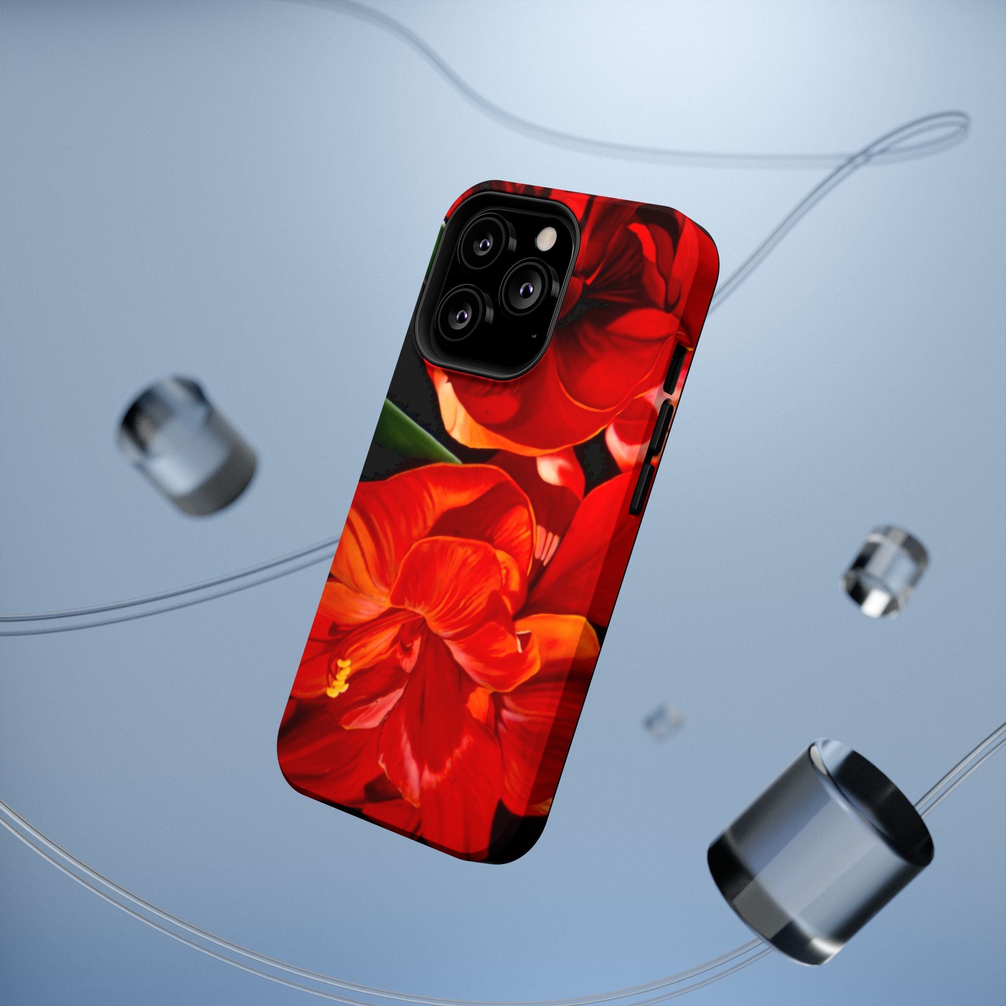 Phone case Lisa Herrera art print Red Amaryllis Floral Impact-Resistant Phone Case