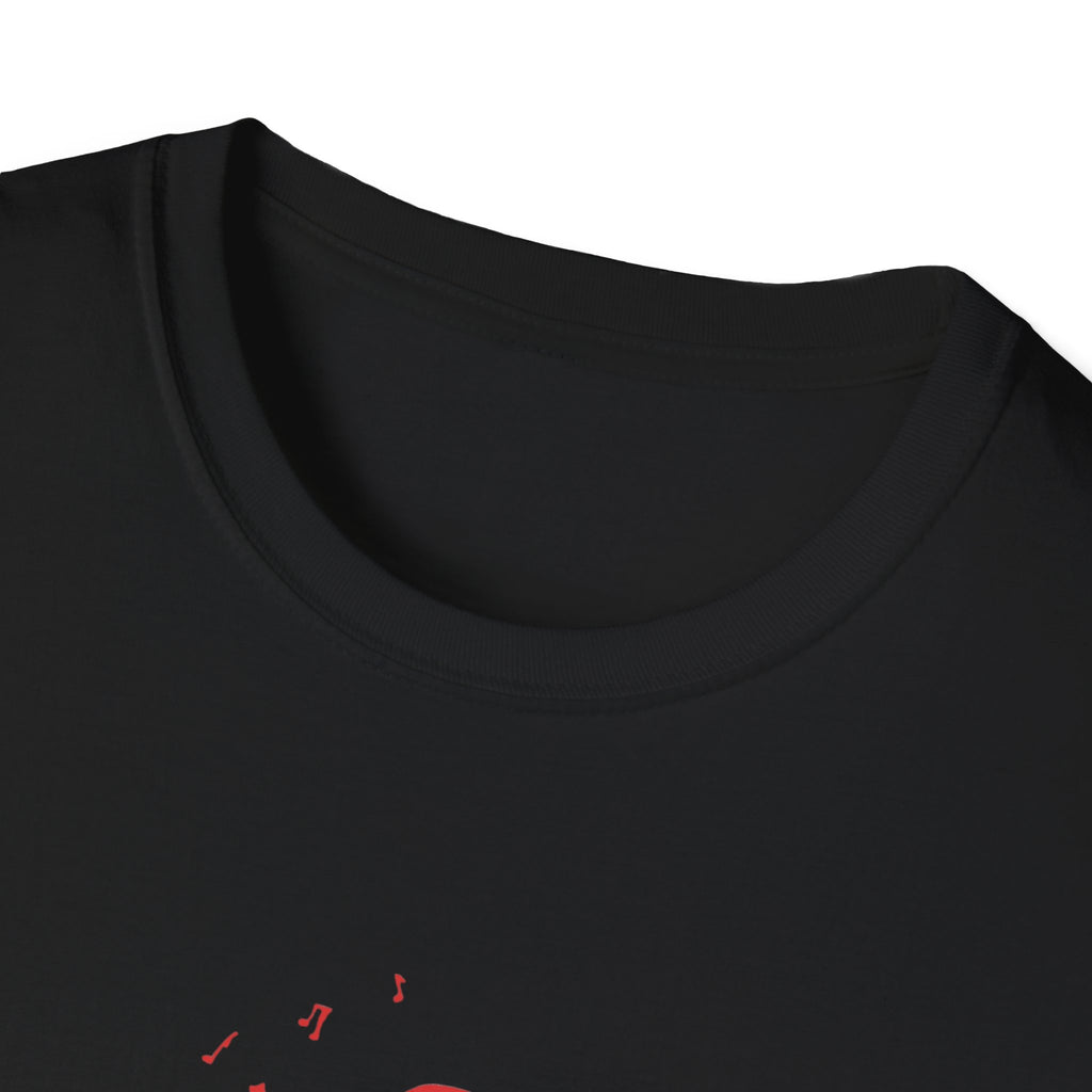 T-Shirt with red lined big drum drummer — Red Line Native Drummer Illustration