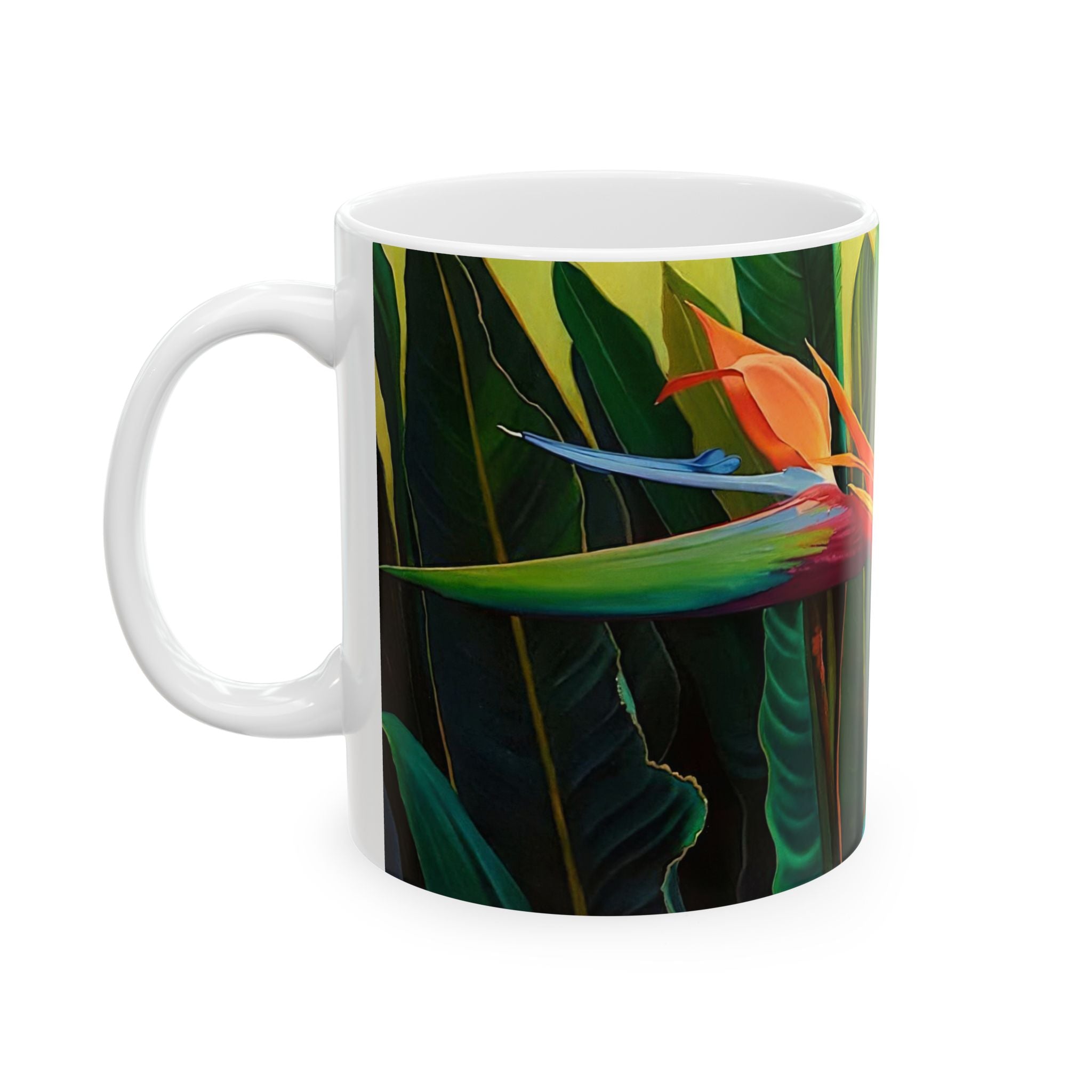 Ceramic Mug Lisa Herrera art print Bird of Paradise Floral  – Tropical Flower Painting Coffee Cup (11oz & 15oz)