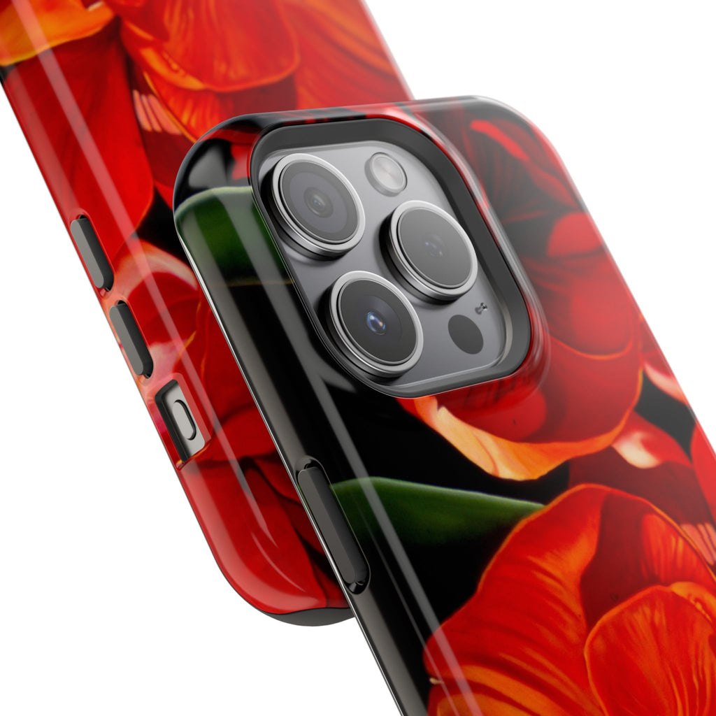 Phone case Lisa Herrera art print Red Amaryllis Floral Impact-Resistant Phone Case