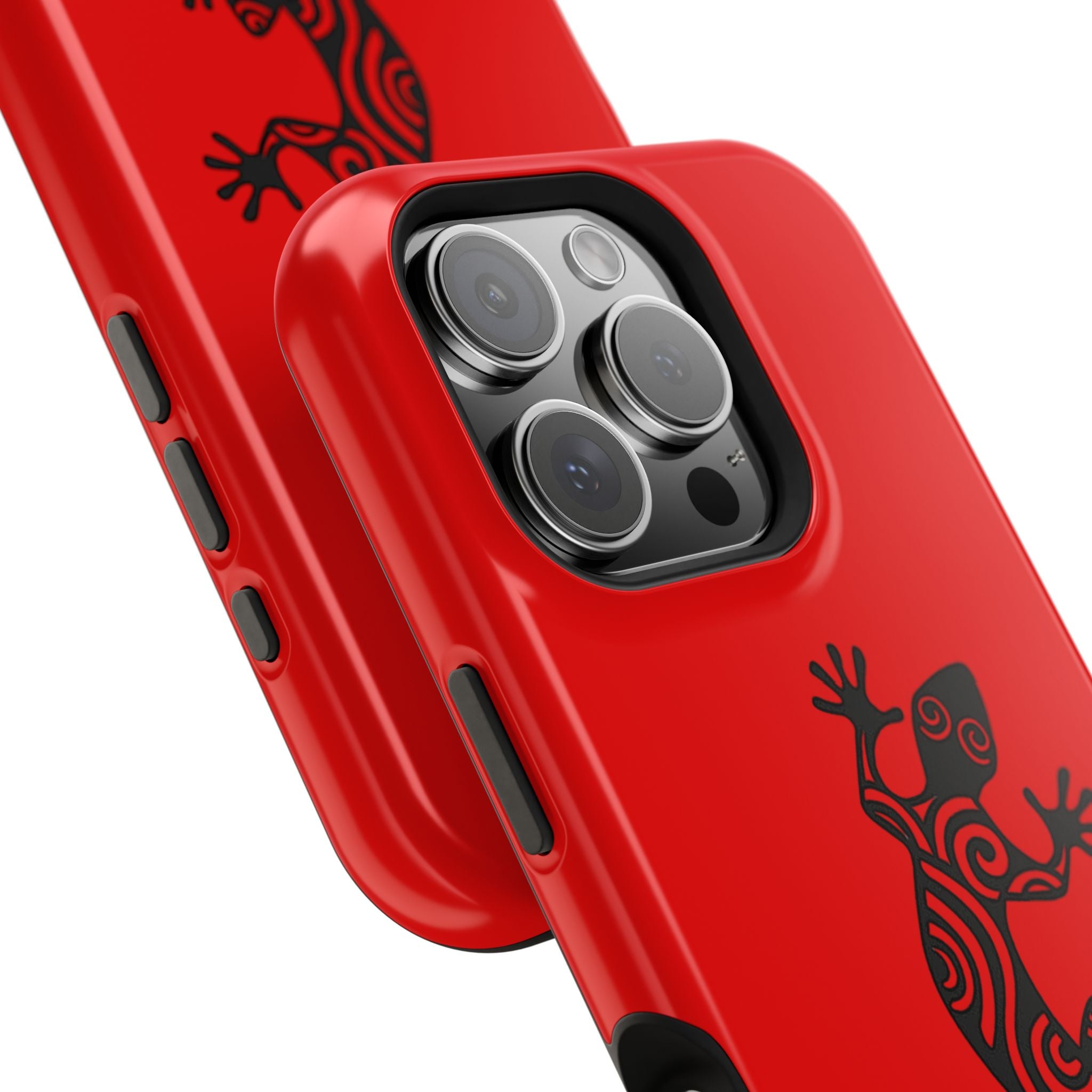 Phone Case Red Impact with Tribal Gecko Design — Shockproof Protective Cover