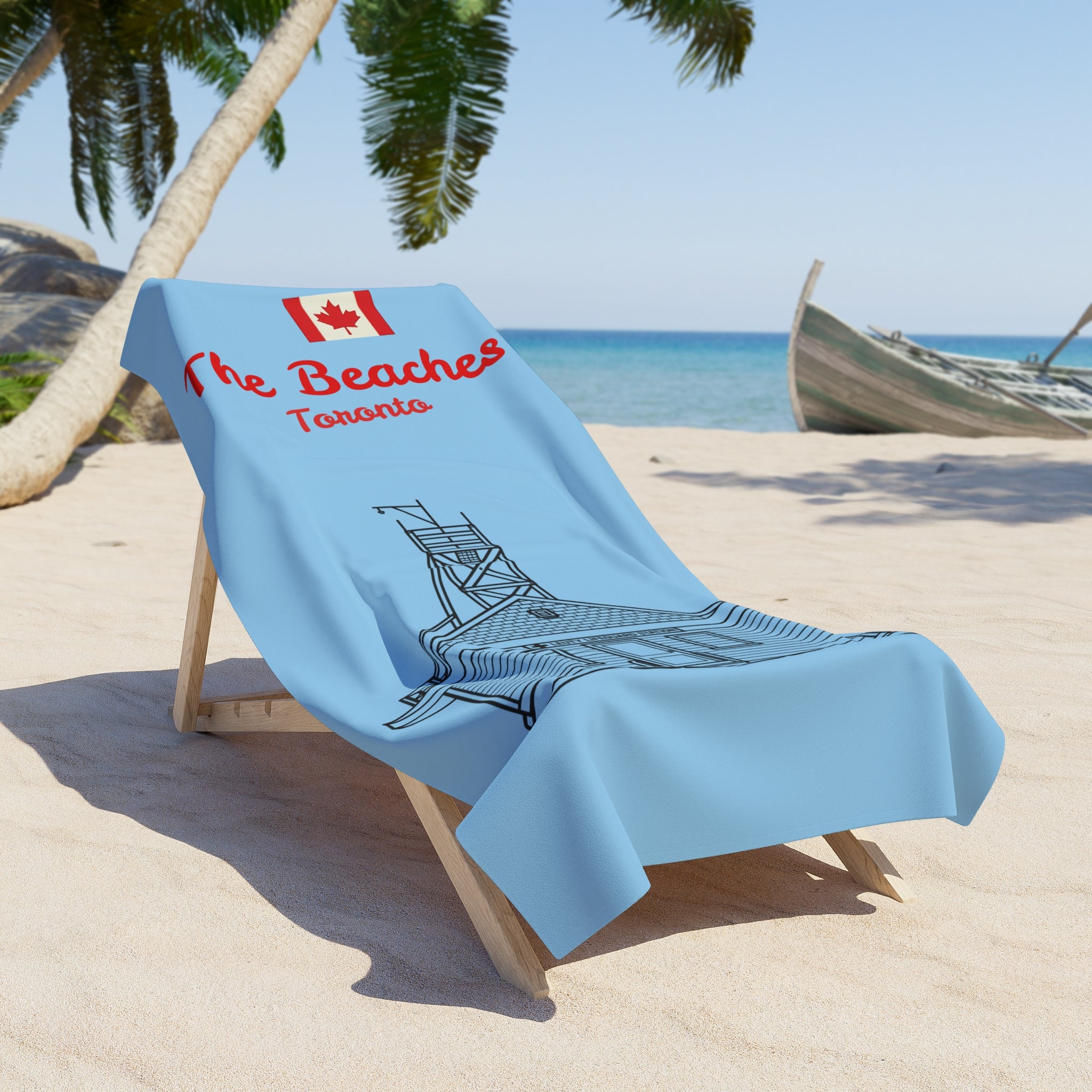 Beach Towel The Beaches Toronto Leuty Stn.  — Canadian Flag Souvenir