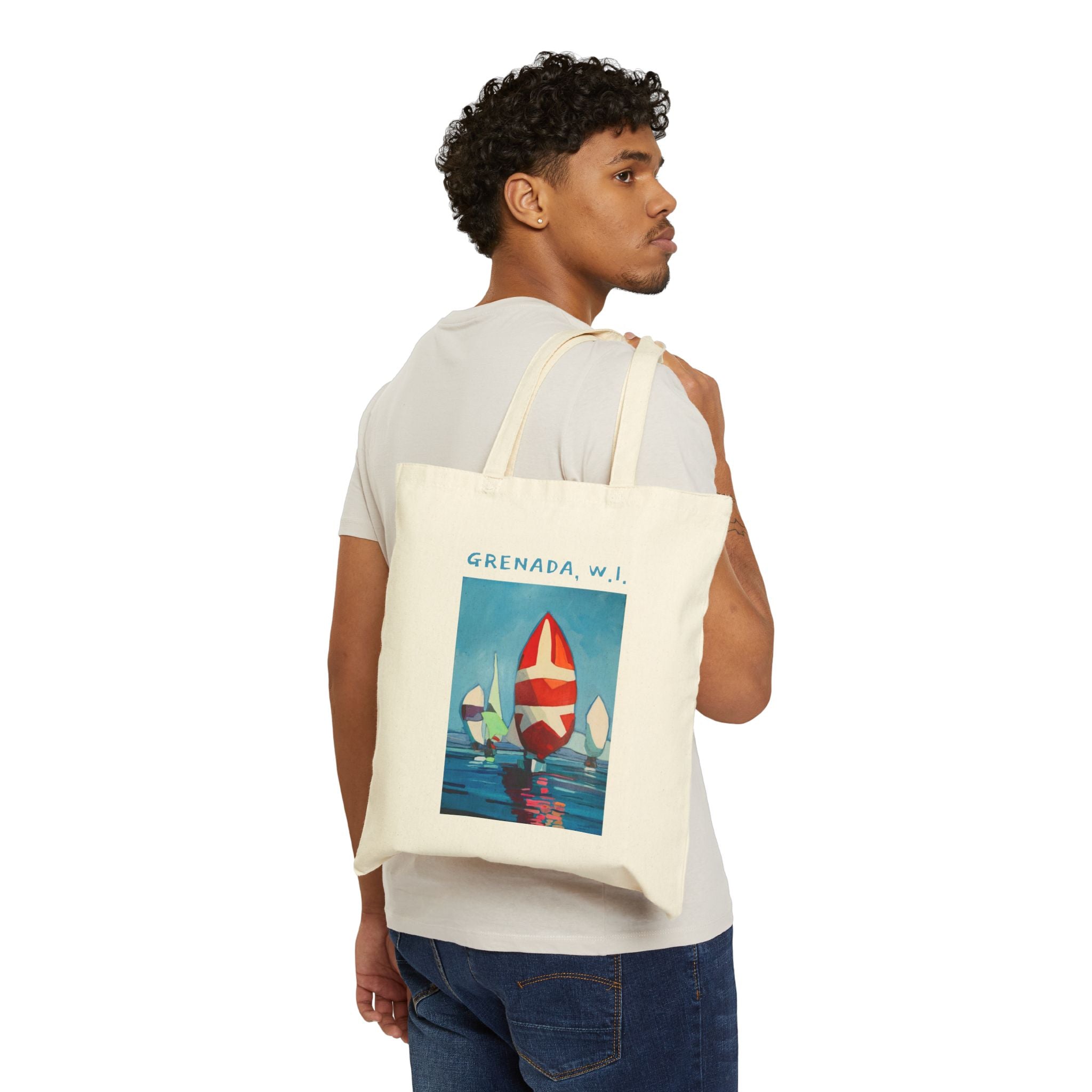 Tote Bag Lisa Herrera Painting Sailing Canvas Tote Bag – Retro Regatta Beach Tote