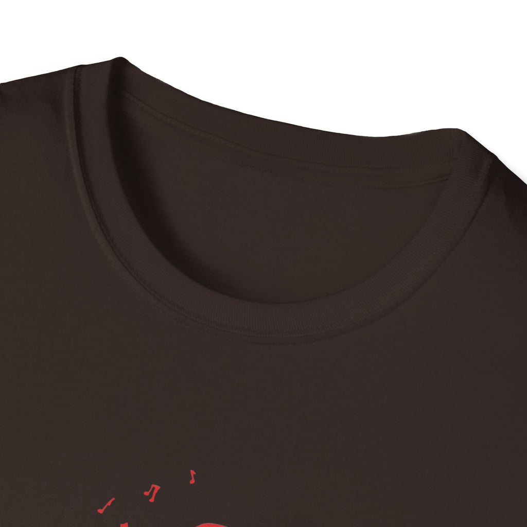 T-Shirt with red lined big drum drummer — Red Line Native Drummer Illustration