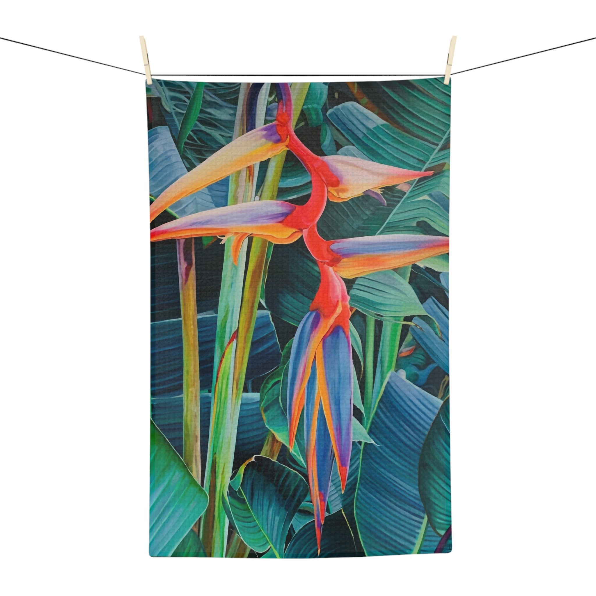Kitchen Towel Tropical Bird of Paradise Microfiber Tea Towel — Vibrant Botanical Kitchen Towel