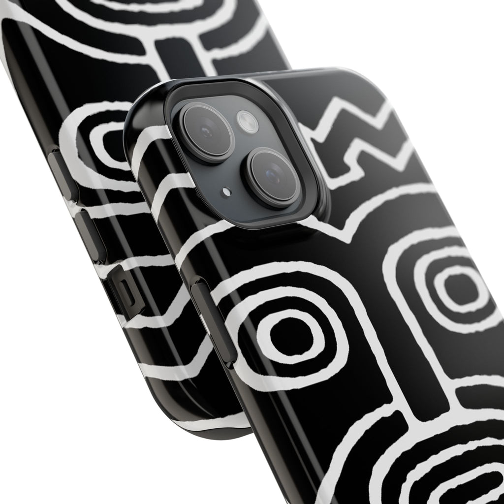 Phone Case — Black & White Tribal Mask Impact-Resistant Case