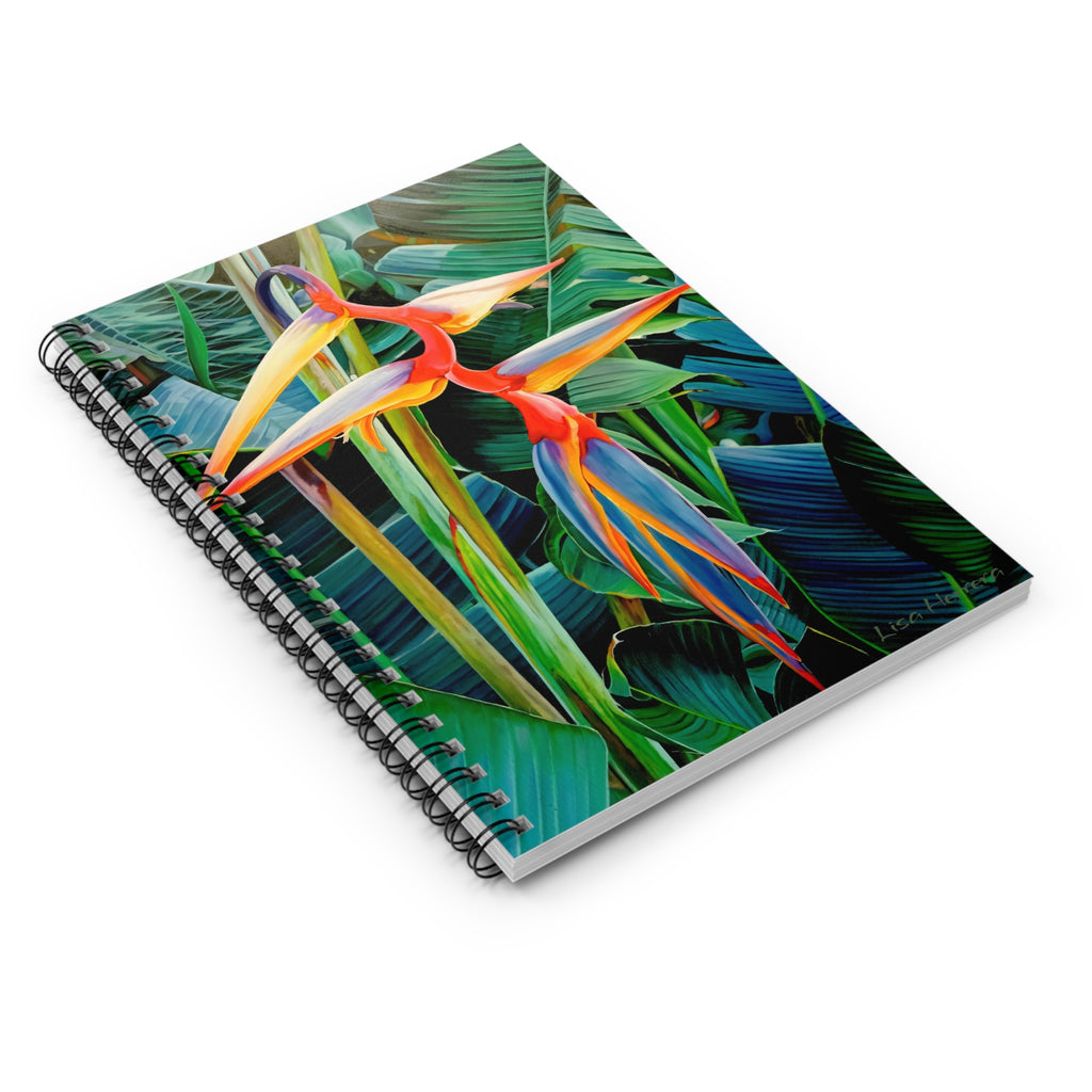 Spiral Notebook Lisa Herrera art print Halyconia flower Painting - Ruled Journal for Notes & Travel