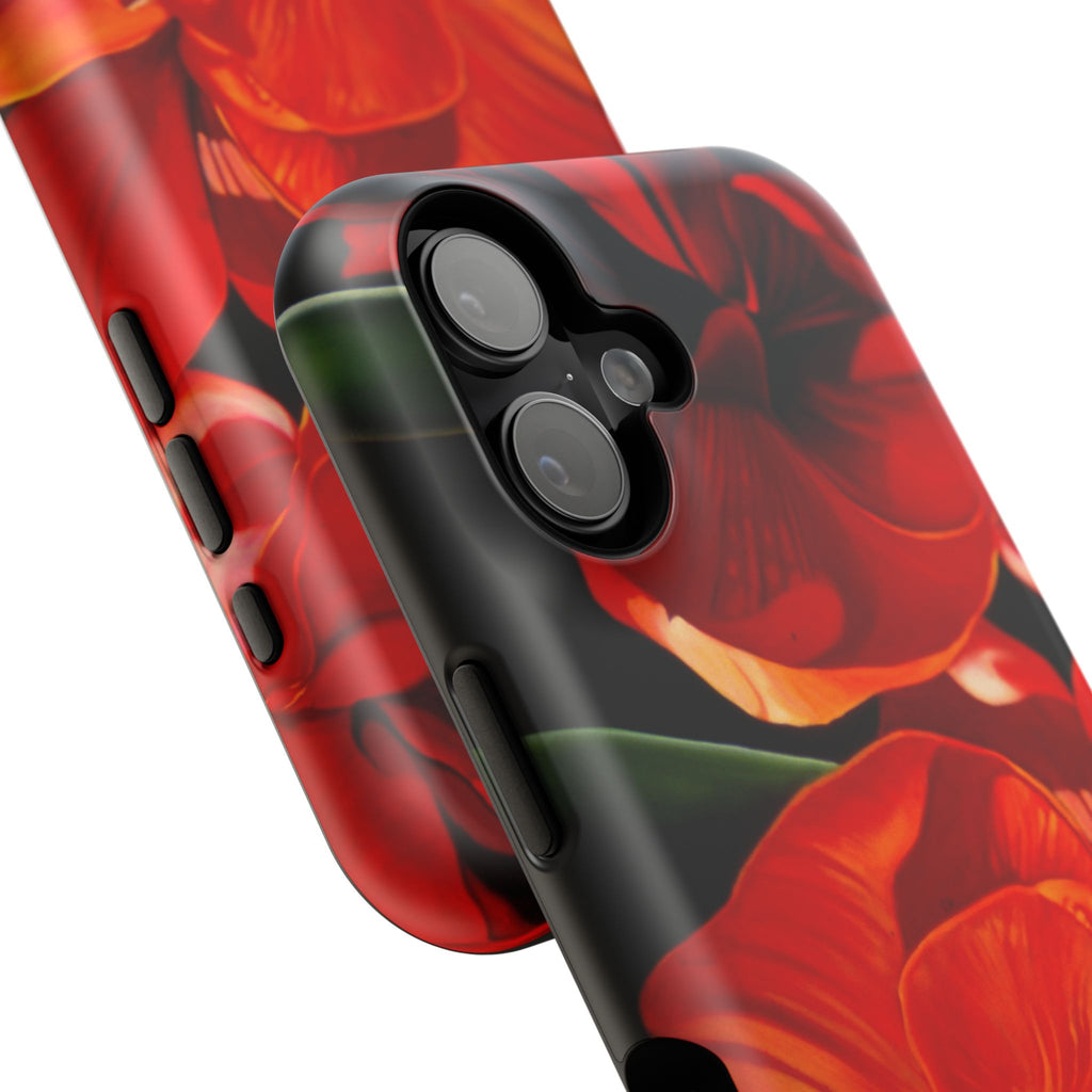 Phone case Lisa Herrera art print Red Amaryllis Floral Impact-Resistant Phone Case