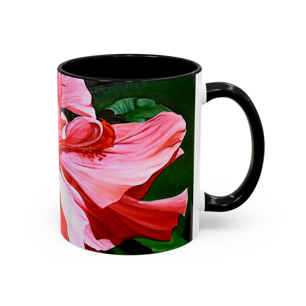 Coffee Mug Pink Hibiscus Painting (11, 15oz)