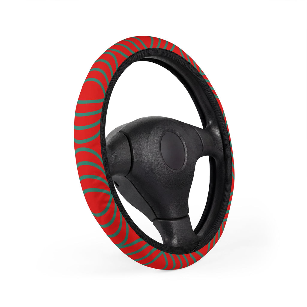 Steering Wheel Cover — Red & Green Swirl