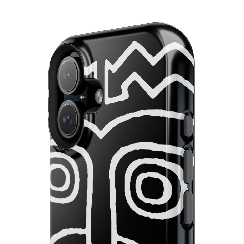 Phone Case — Black & White Tribal Mask Impact-Resistant Case