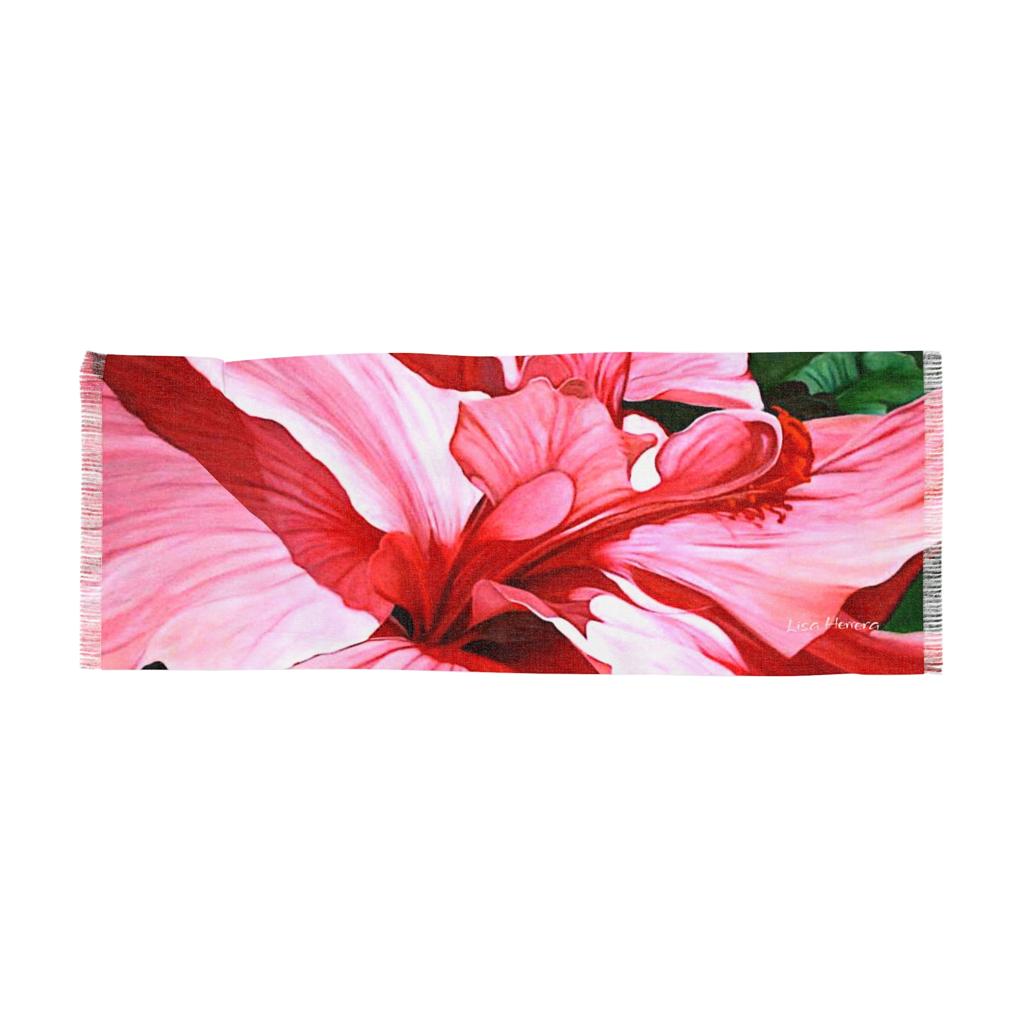 Tropical Hibiscus Light Scarf - Pink Floral Beach Wrap