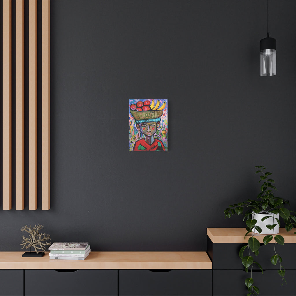 Canvas Print o Fruit Vendor Matte Canvas – Colorful Folk Art Wall Art, Stretched 1.25"