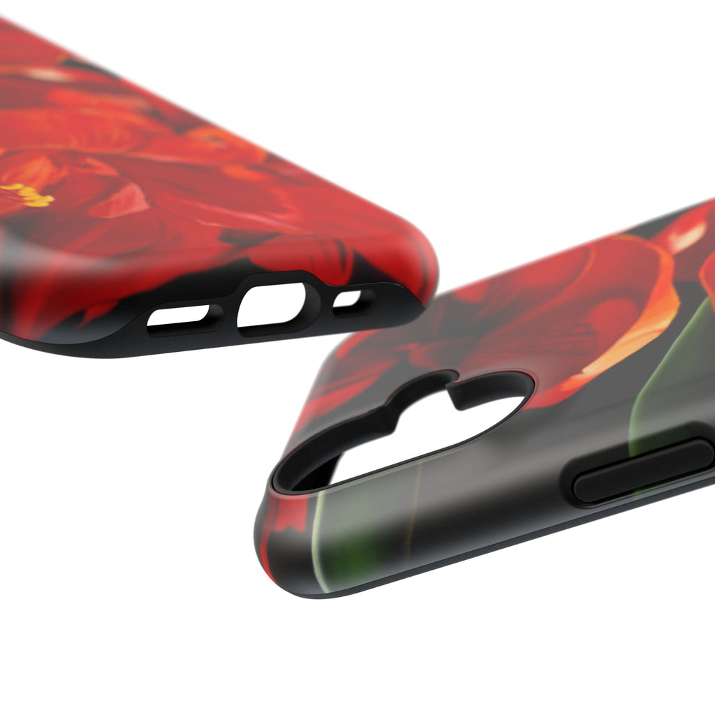 Phone case Lisa Herrera art print Red Amaryllis Floral Impact-Resistant Phone Case