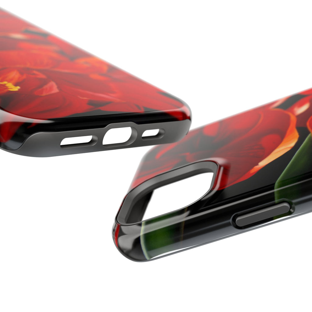 Phone case Lisa Herrera art print Red Amaryllis Floral Impact-Resistant Phone Case