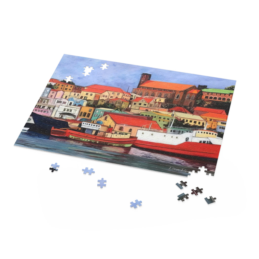 Puzzle St George's Carenage Harbor Puzzle — Colorful Grenada Caribbean Harbour Jigsaw (120/252/500 pcs)