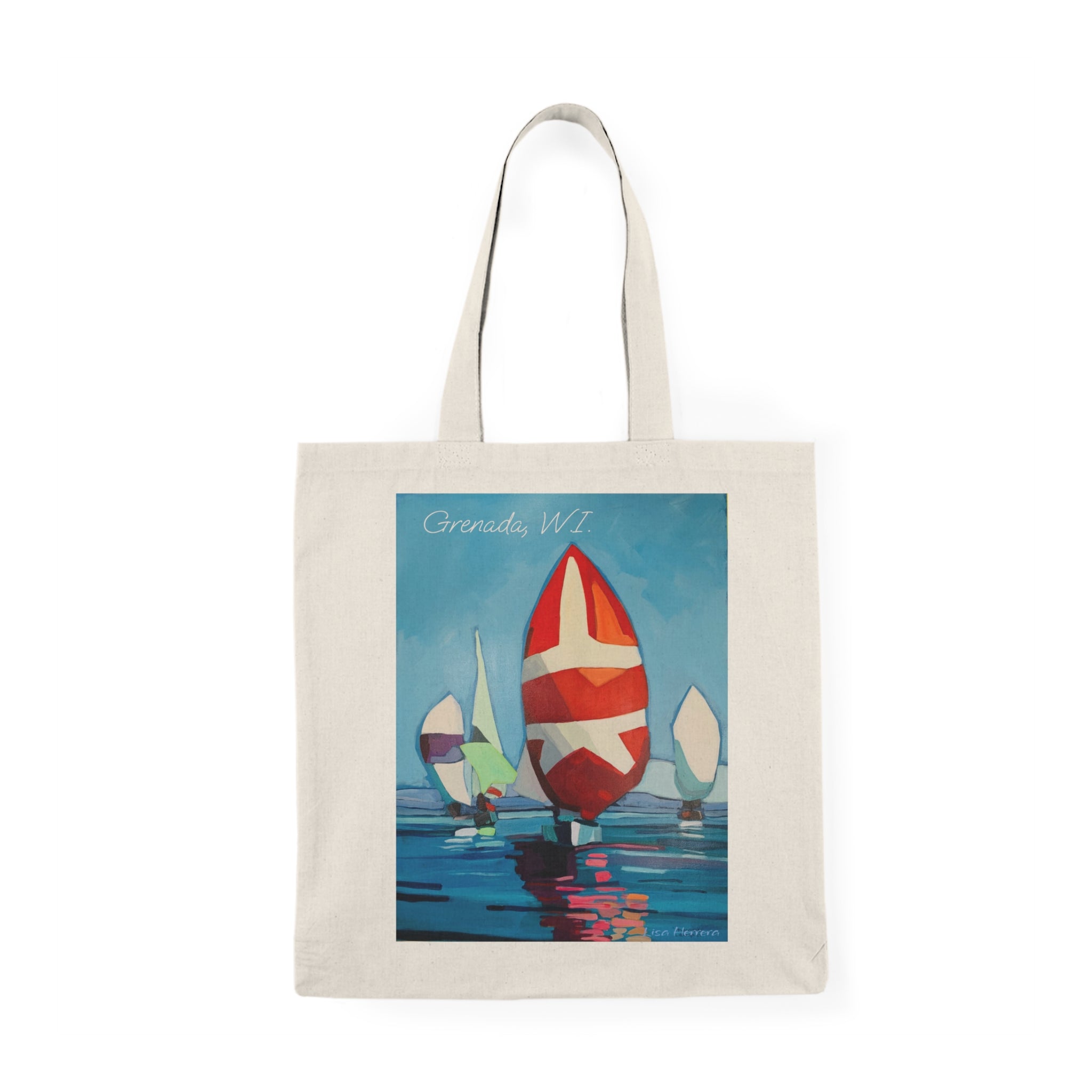 Tote Bag Painting Grenada Sailing Canvas Tote Bag – Retro Regatta Beach Tote