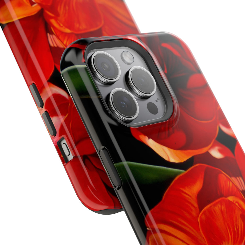 Phone case Lisa Herrera art print Red Amaryllis Floral Impact-Resistant Phone Case