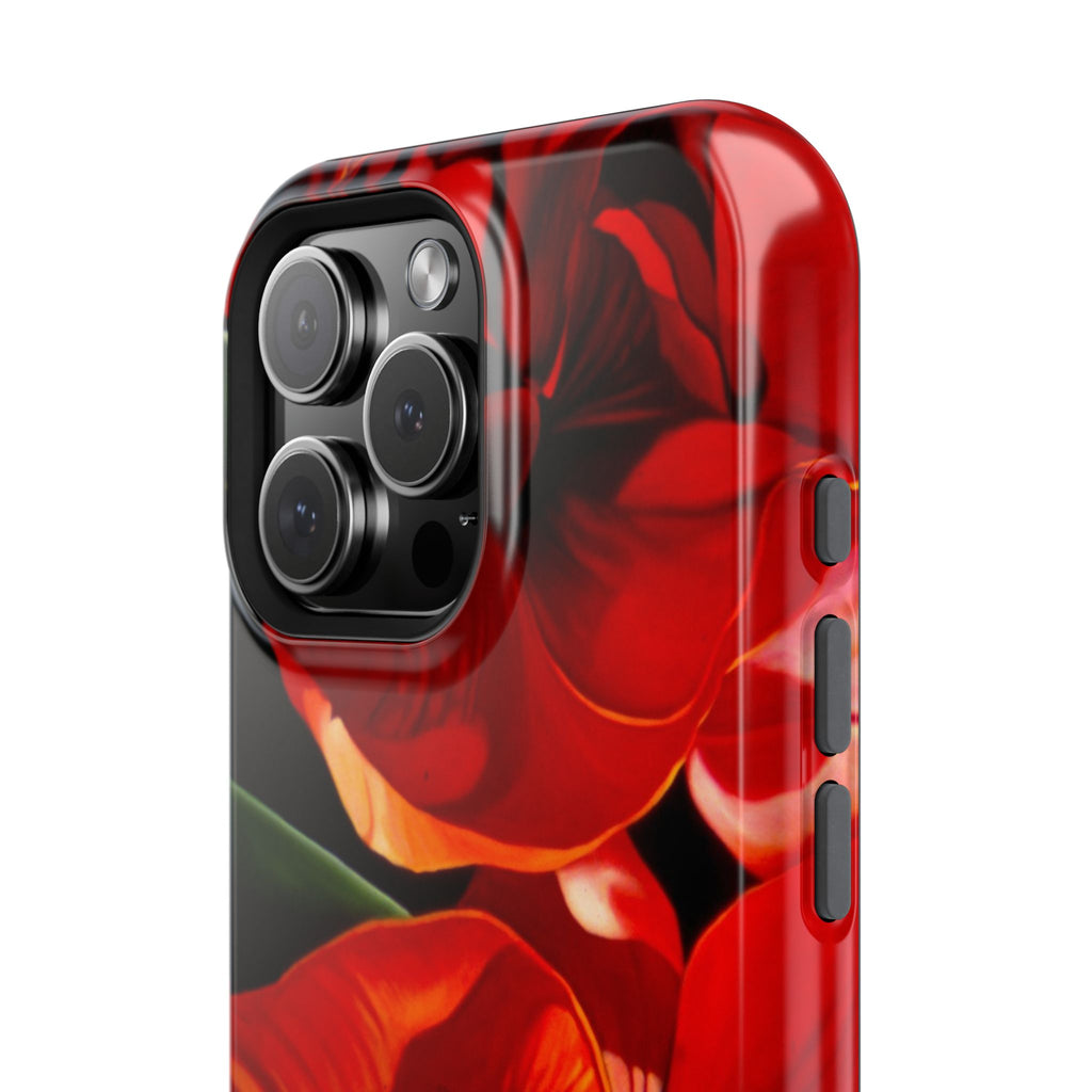 Phone case Lisa Herrera art print Red Amaryllis Floral Impact-Resistant Phone Case