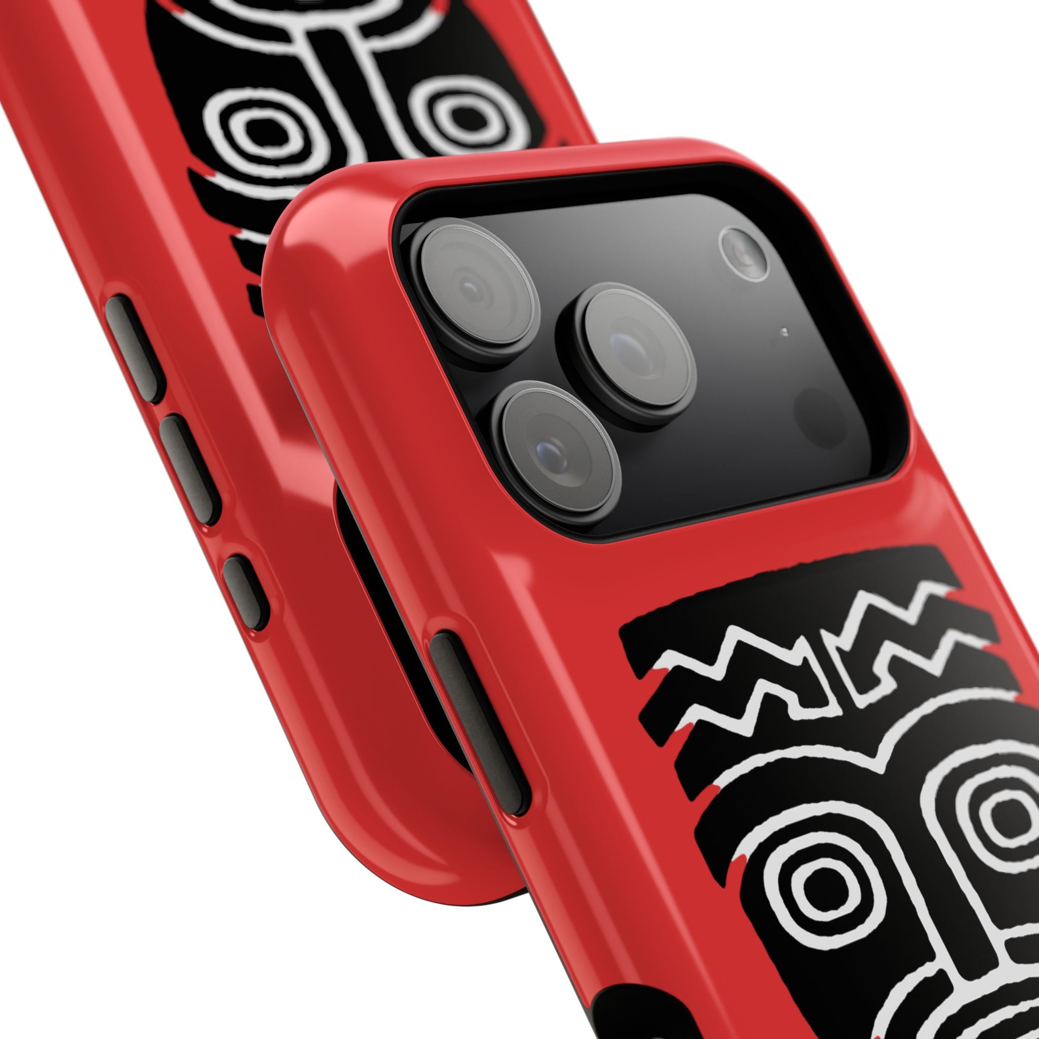 Phone Case Tiki Mask Impact-Resistant Phone Case — Bold Red Protective Cover