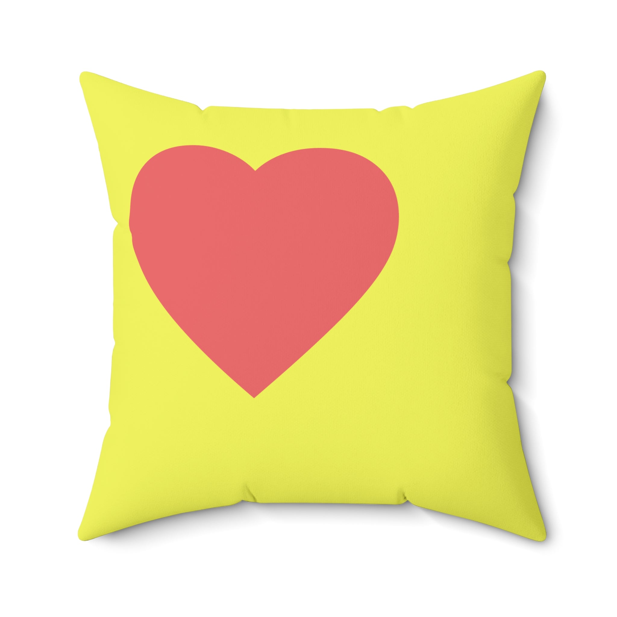Throw Pillow Red Hearts on Yellow  - Decorative Cushion