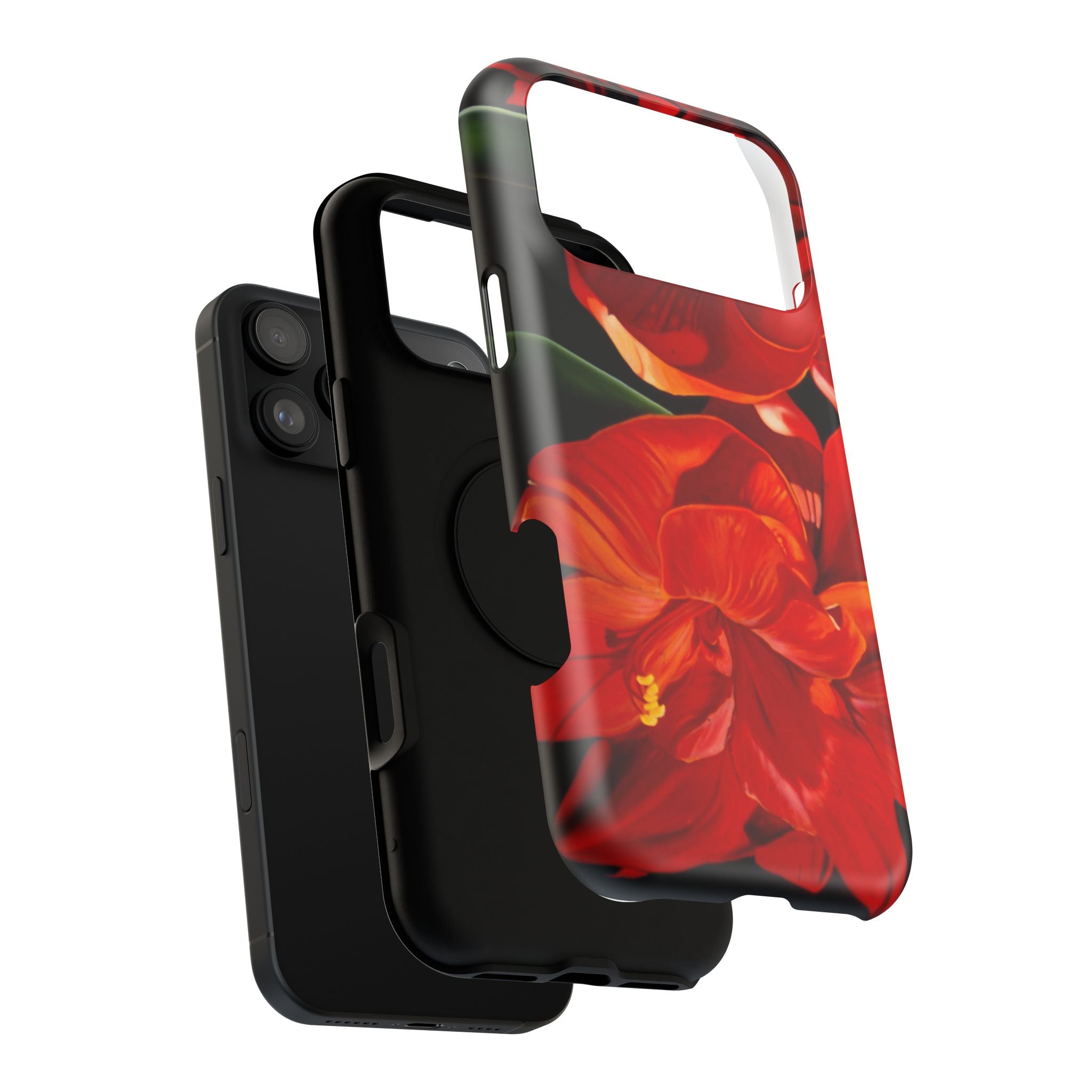 Phone case Lisa Herrera art print Red Amaryllis Floral Impact-Resistant Phone Case