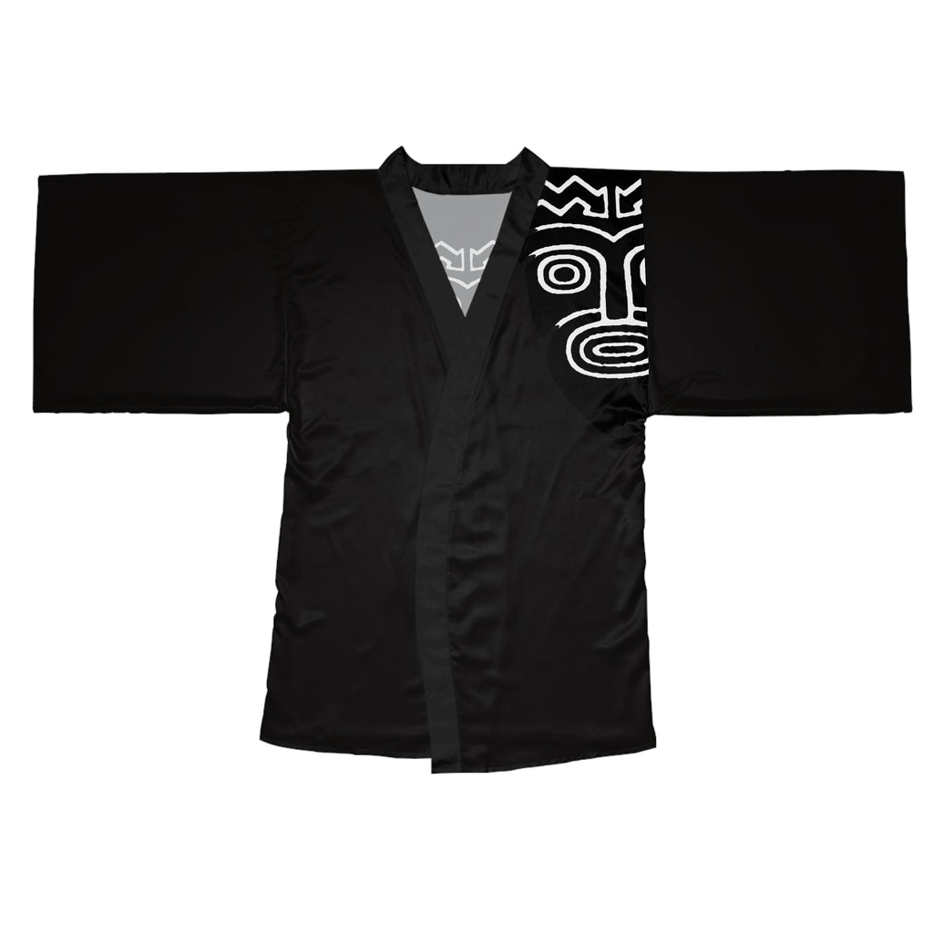 Kimono Robe Tribal Mask  — Lightweight Long Sleeve Lounge Wrap