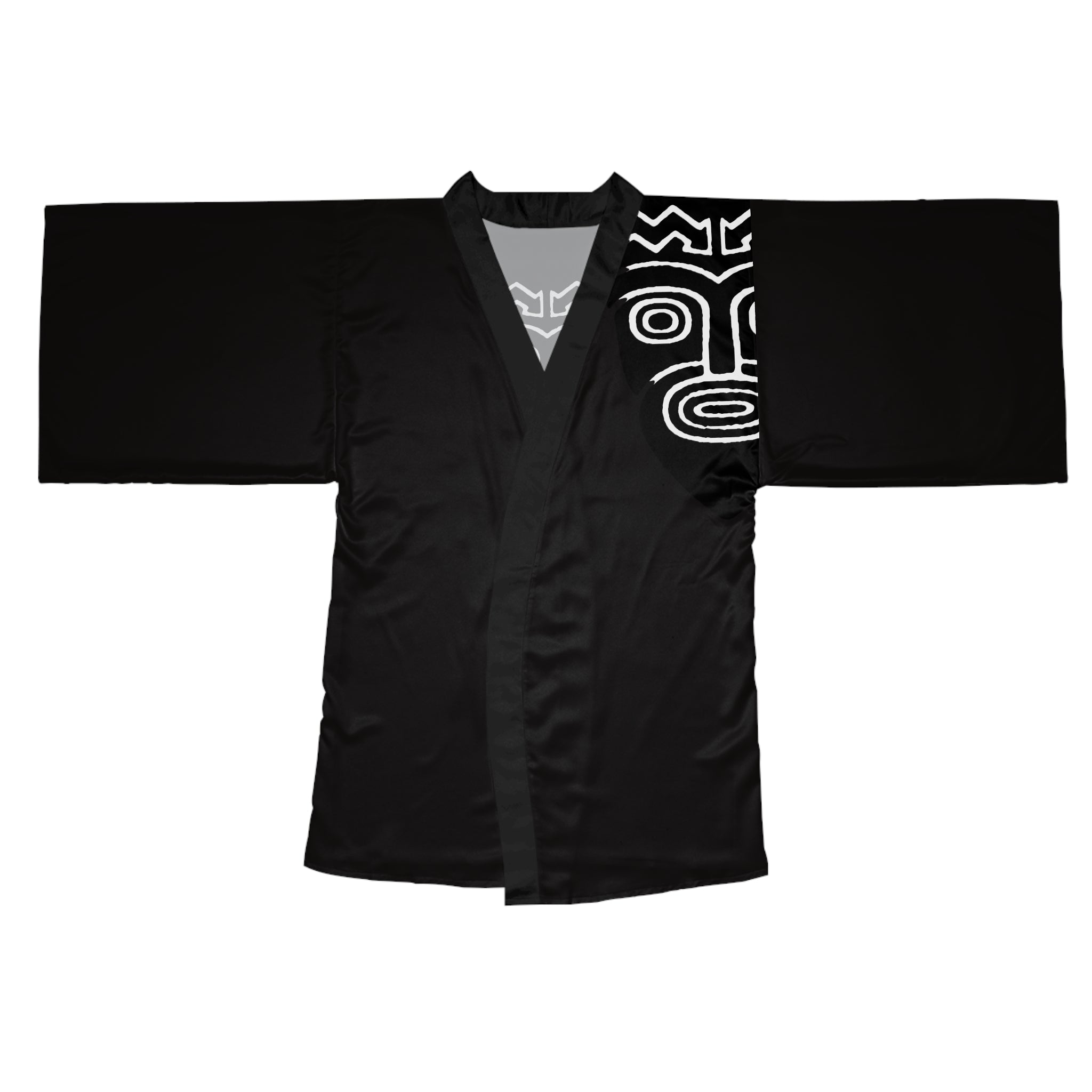 Kimono Robe Tribal Mask  — Lightweight Long Sleeve Lounge Wrap
