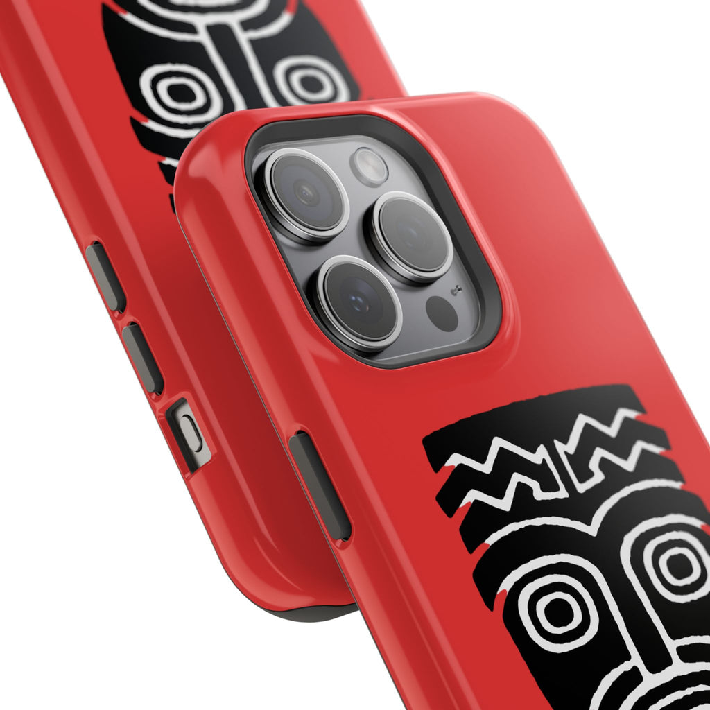 Phone Case Tiki Mask Impact-Resistant Phone Case — Bold Red Protective Cover