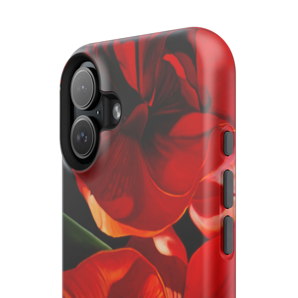 Phone case Lisa Herrera art print Red Amaryllis Floral Impact-Resistant Phone Case