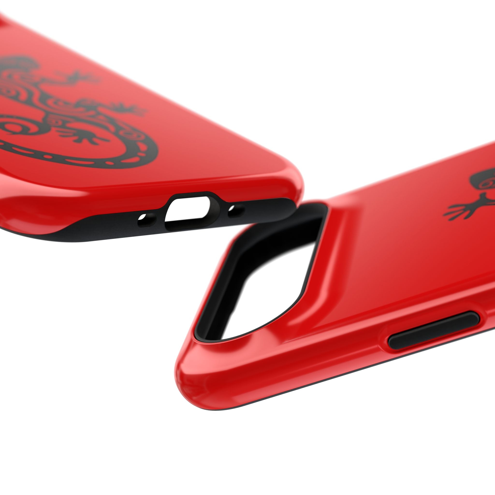 Phone Case Red Impact with Tribal Gecko Design — Shockproof Protective Cover