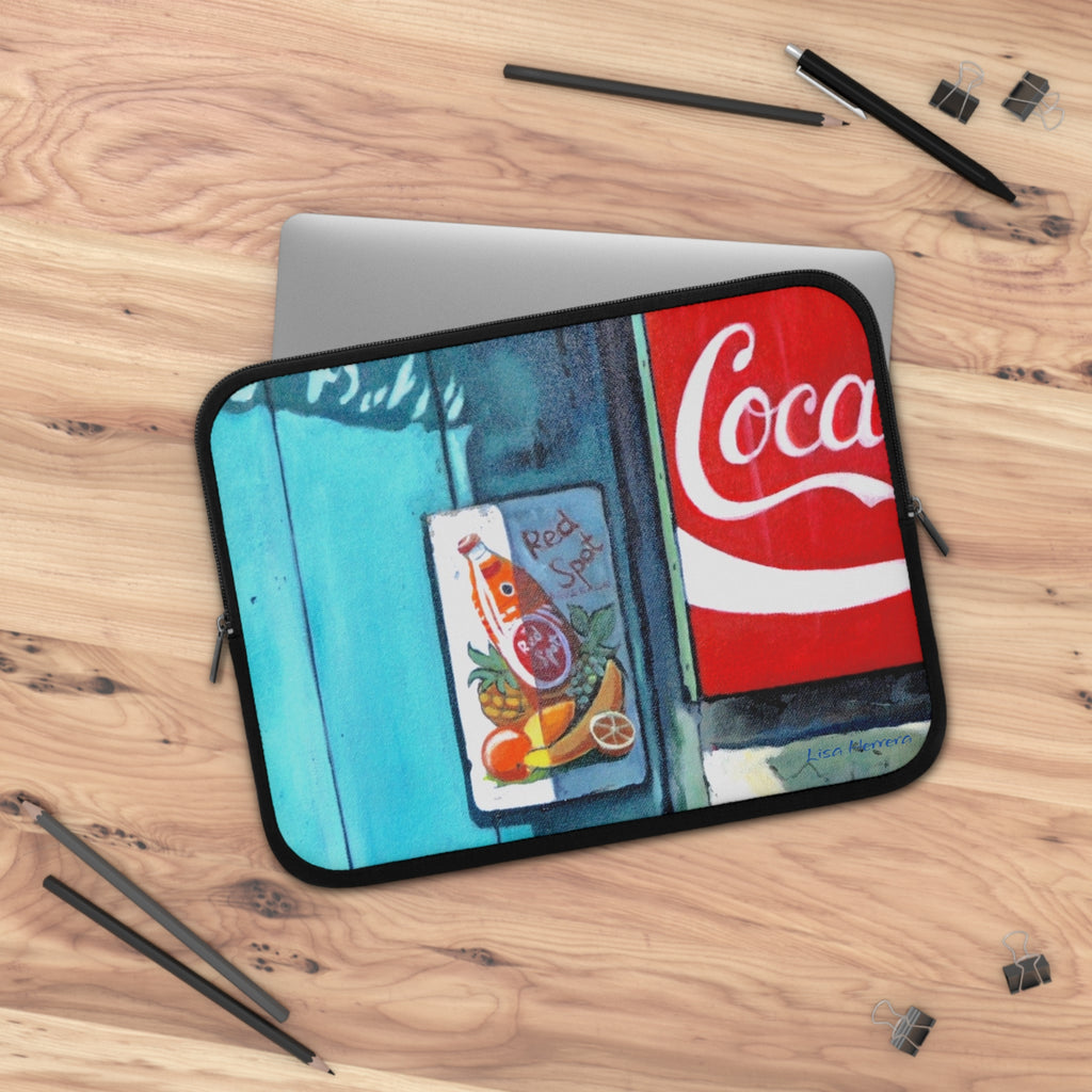 Laptop sleeve Lisa Herrera art Retro Red Spot/Coca-Cola Art Laptop Sleeve — Vintage Soda Sign Design