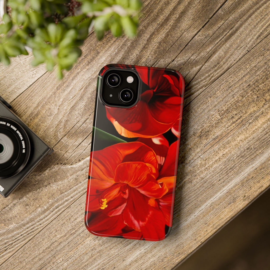 Phone case Lisa Herrera art print Red Amaryllis Floral Impact-Resistant Phone Case