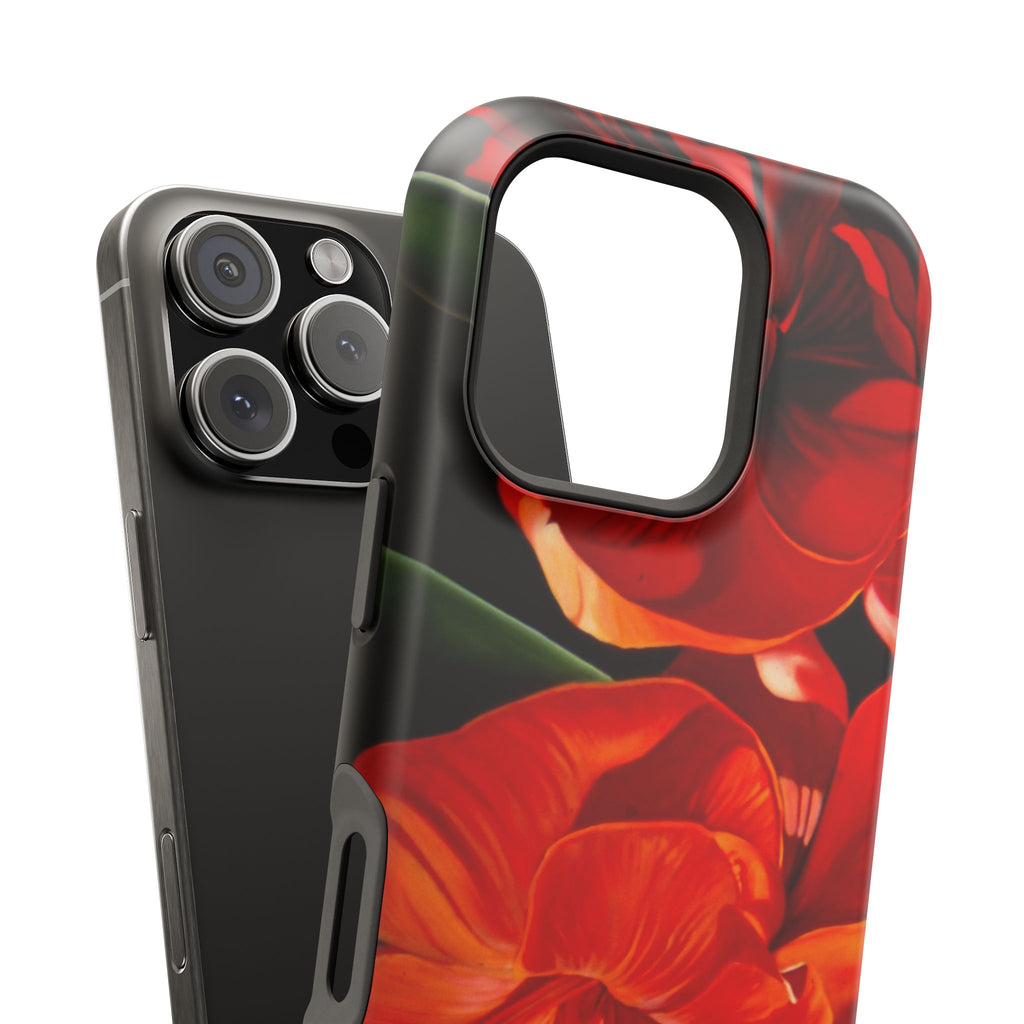 Phone case Lisa Herrera art print Red Amaryllis Floral Impact-Resistant Phone Case