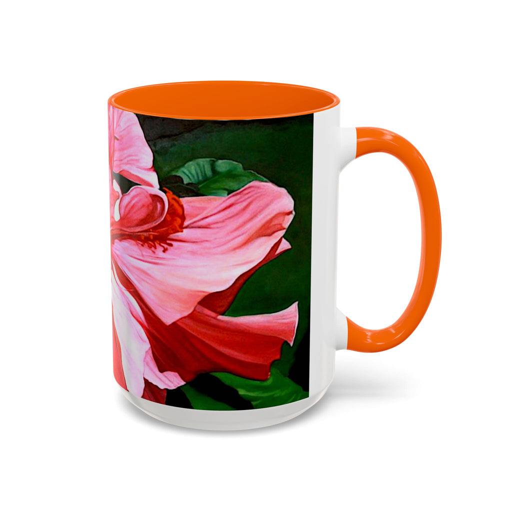 Coffee Mug Pink Hibiscus Painting (11, 15oz)