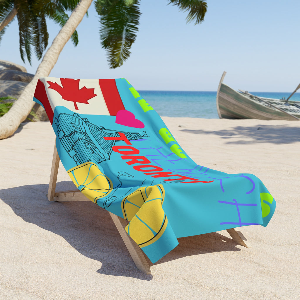 Beach Towel Toronto The Beaches Towel – The Beach Toronto Design with Canadian Flag & Bike