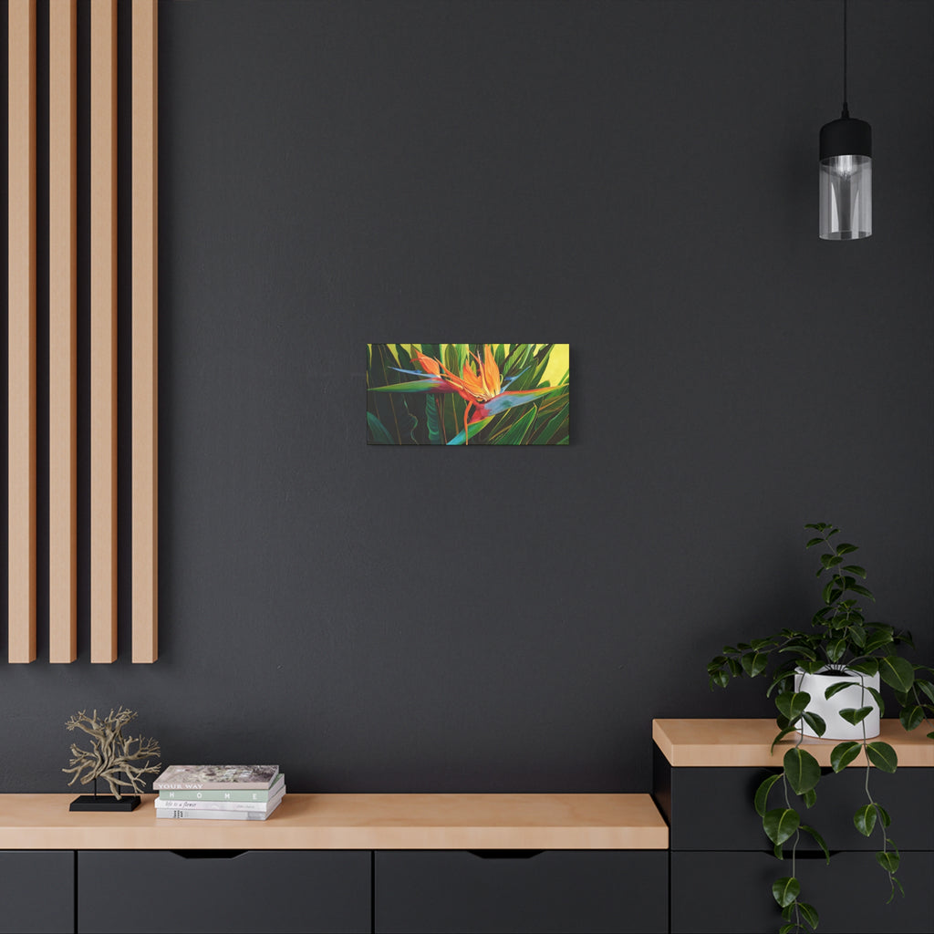Printed Canvas Lisa Herrera art print Bird of Paradise Stretched Matte - Tropical Bird of Paradise Floral Wall Art