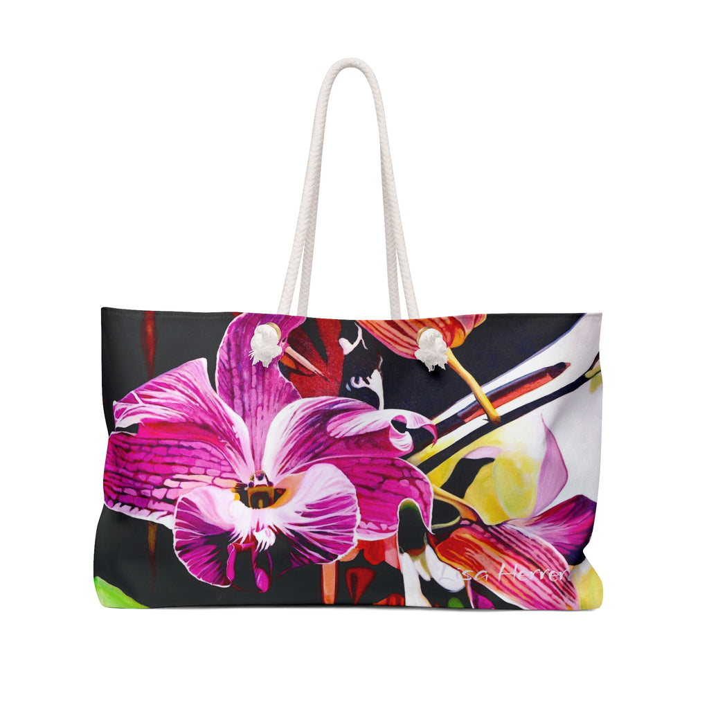 Weekender Bag Lisa Herrera art Floral Orchid  — Large Tropical Travel Tote