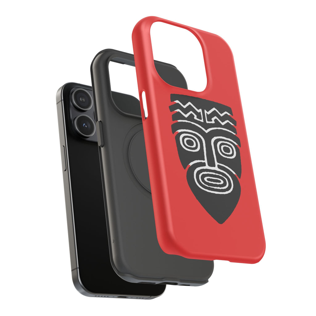 Phone Case Tiki Mask Impact-Resistant Phone Case — Bold Red Protective Cover